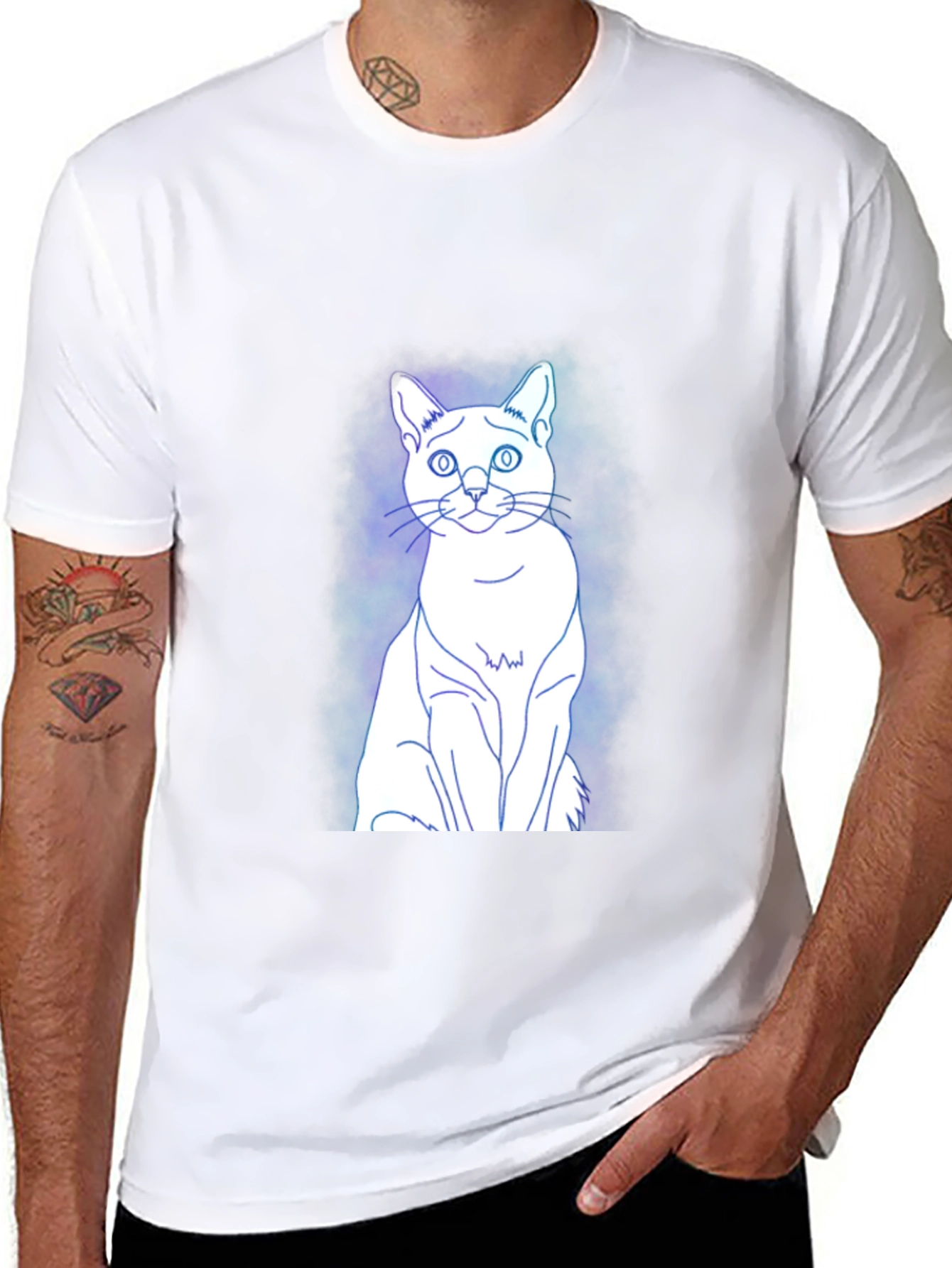 Cool Cat Graphic Tee - Black Cotton Blend T-Shirt