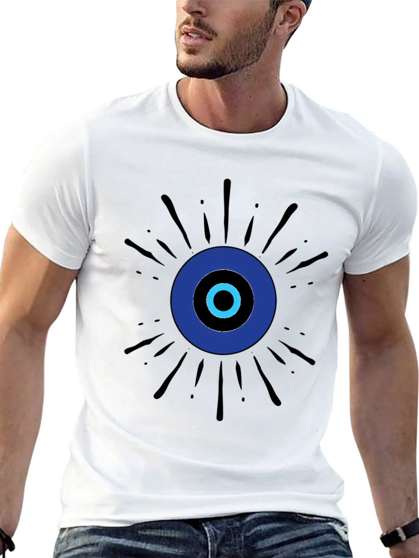 Evil Eye Graphic Print Black T-Shirt