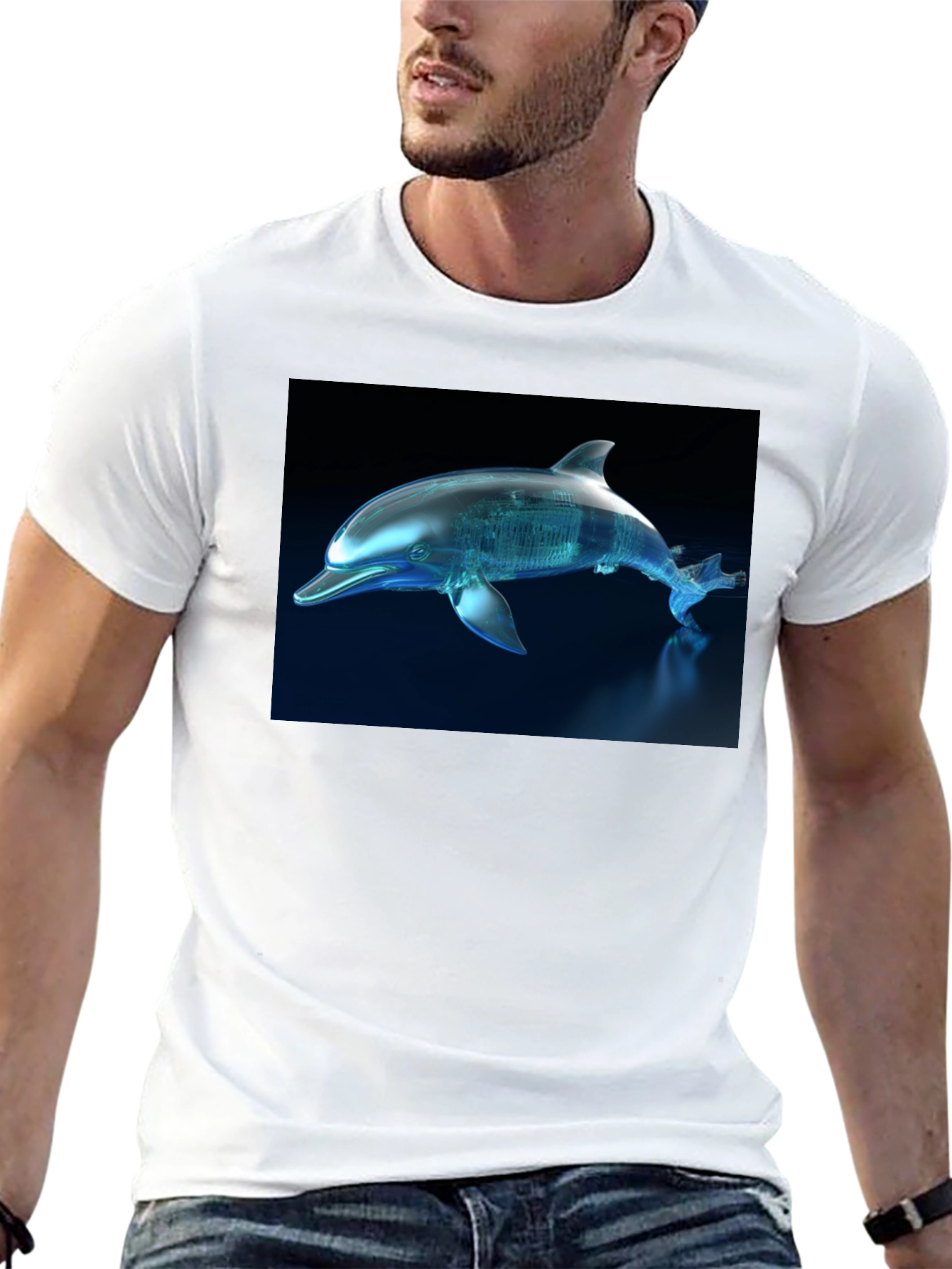 Futuristic Dolphin Graphic T-Shirt