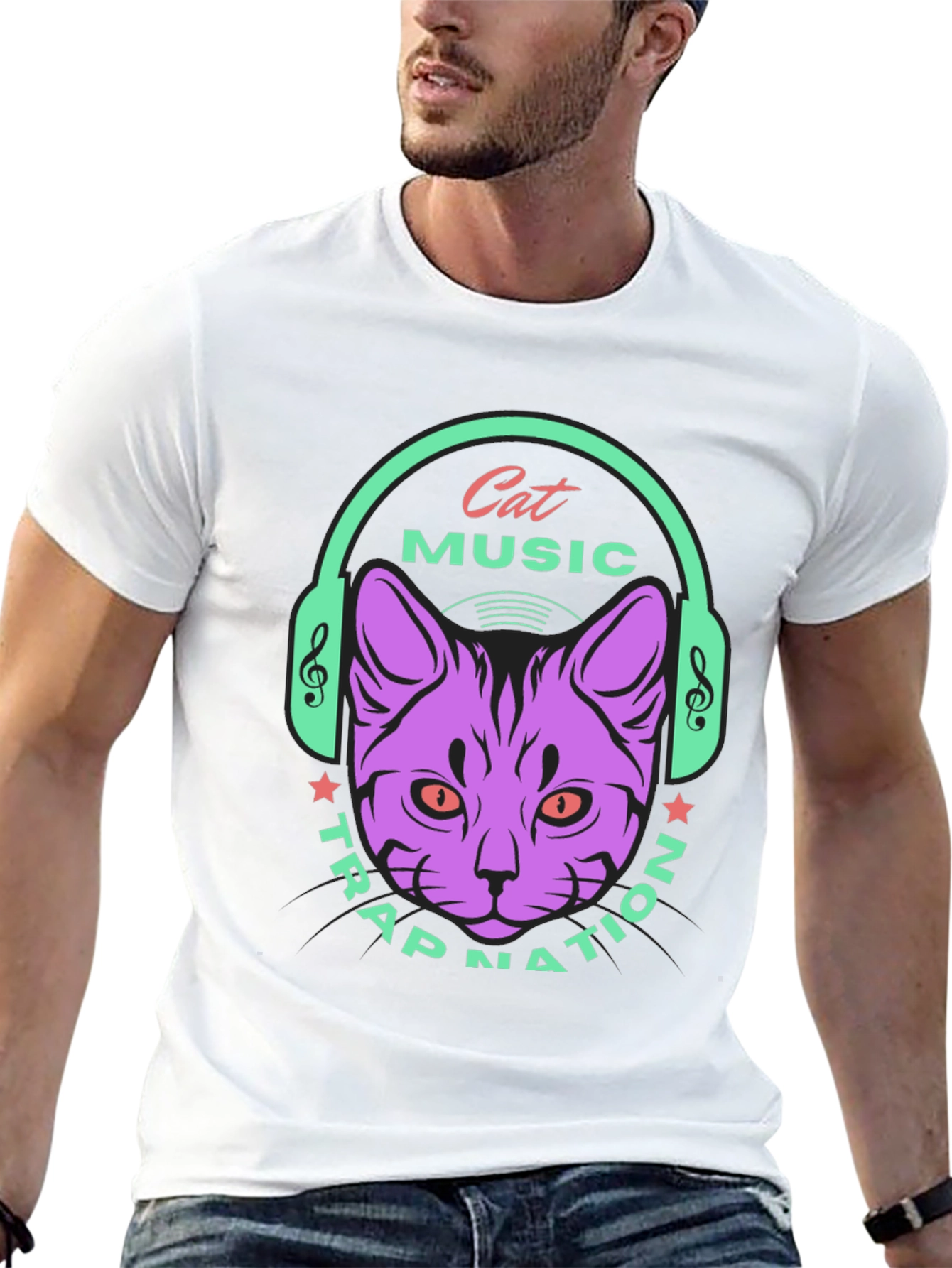 Cat Music Trap Nation Black T-Shirt