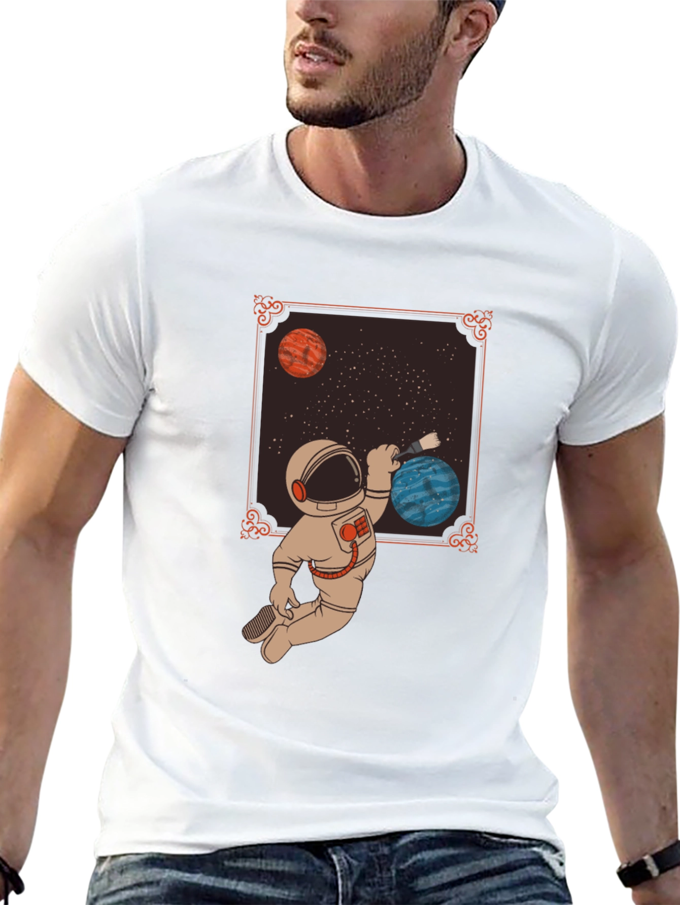 Astronaut Painting Planets Graphic Tee
