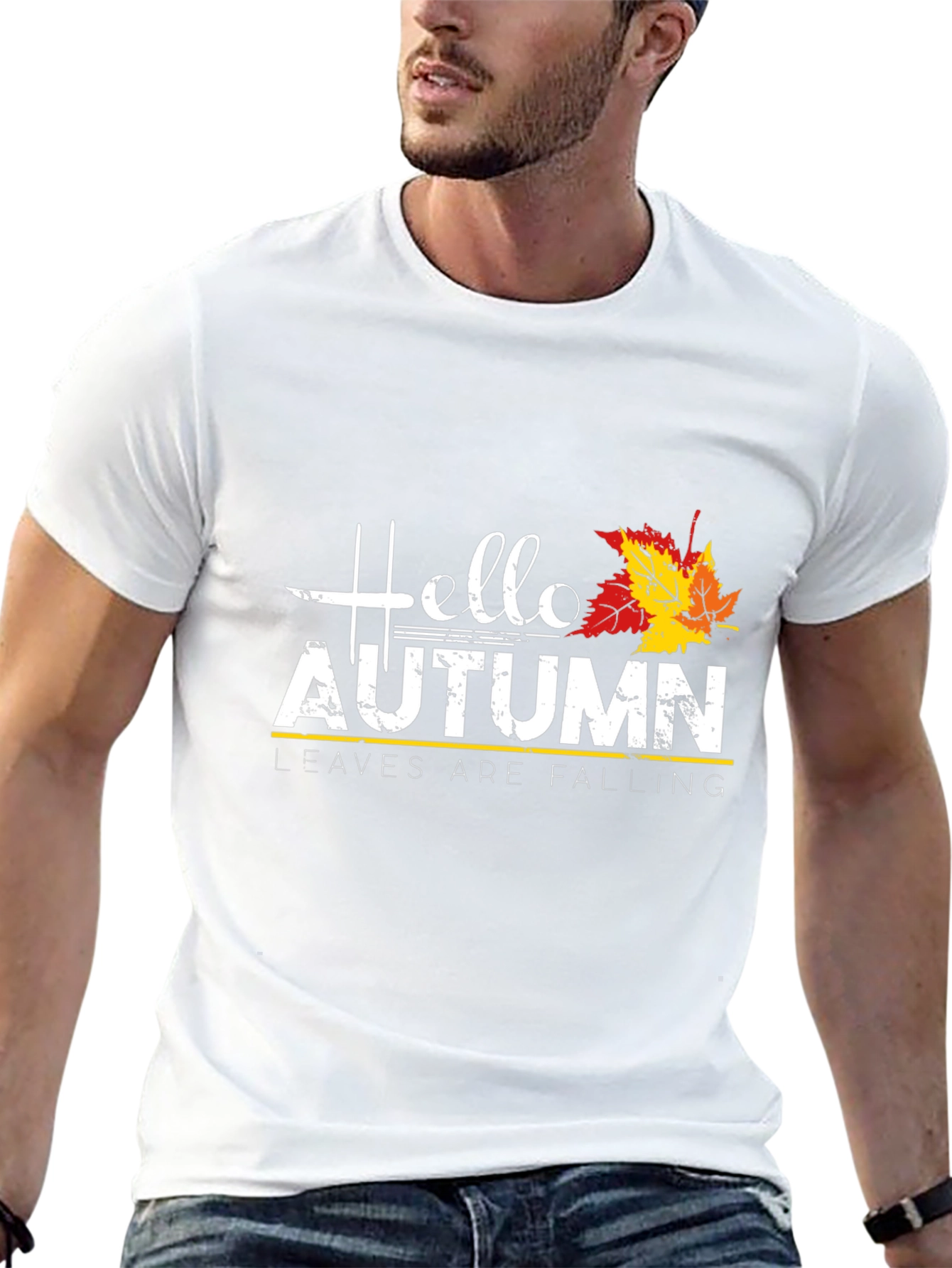 Hello Autumn T-Shirt - Fall Leaves Design