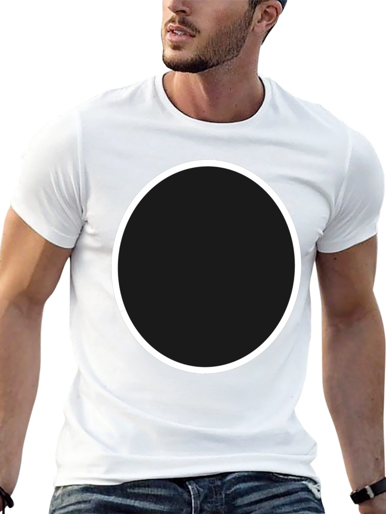 Minimalist Black Tee with Circle Design