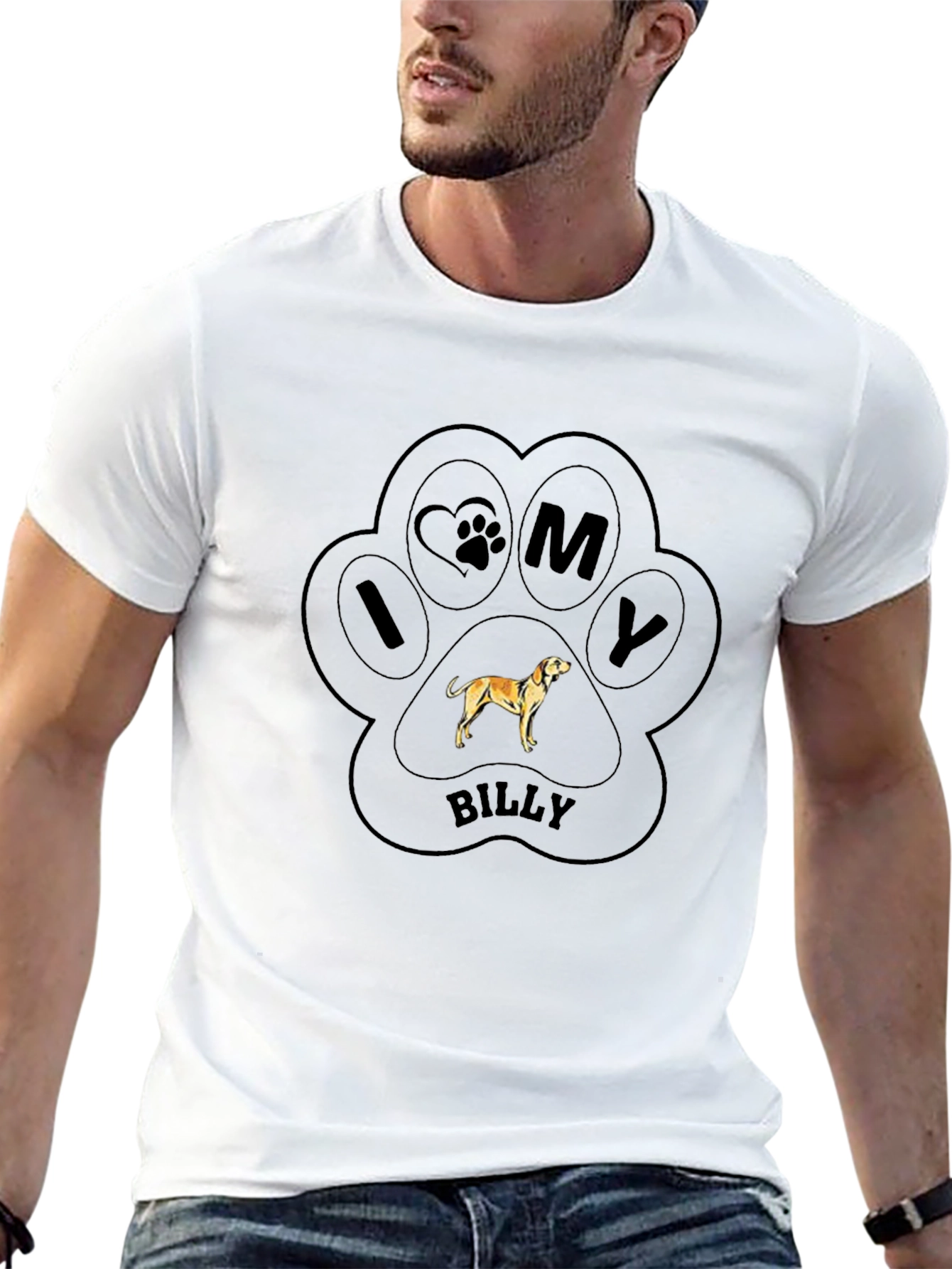 I Love My Billy Dog Paw Print T-Shirt