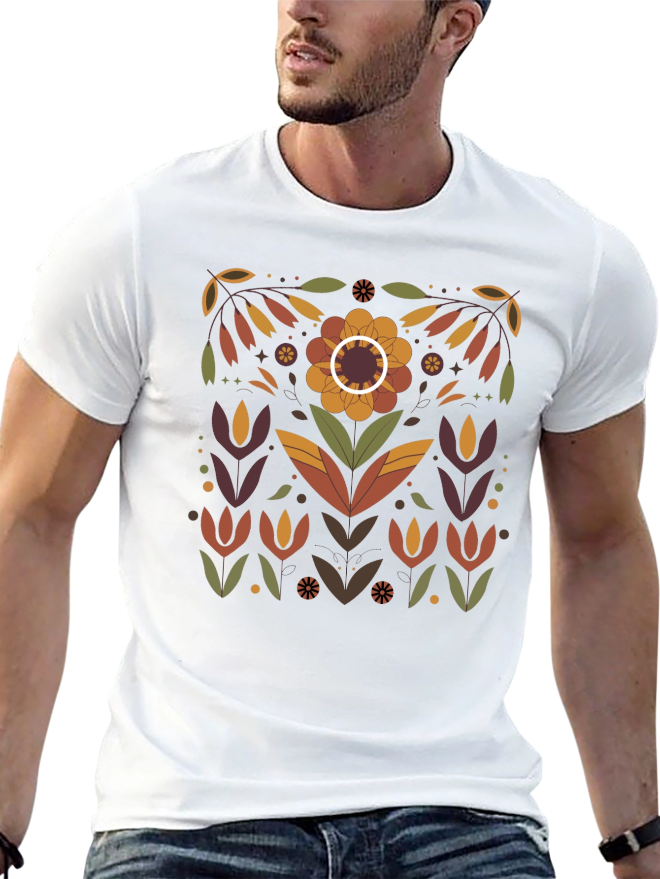 Floral Graphic Print Black T-Shirt