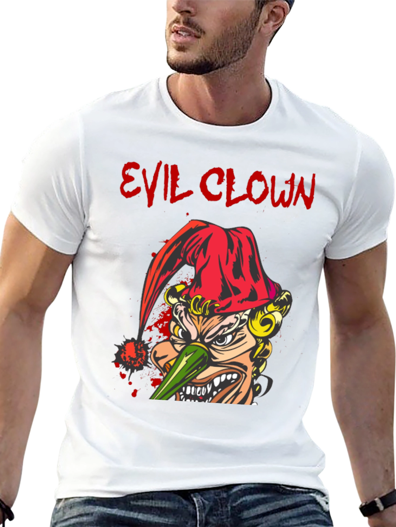 Evil Clown Graphic Print Black T-Shirt