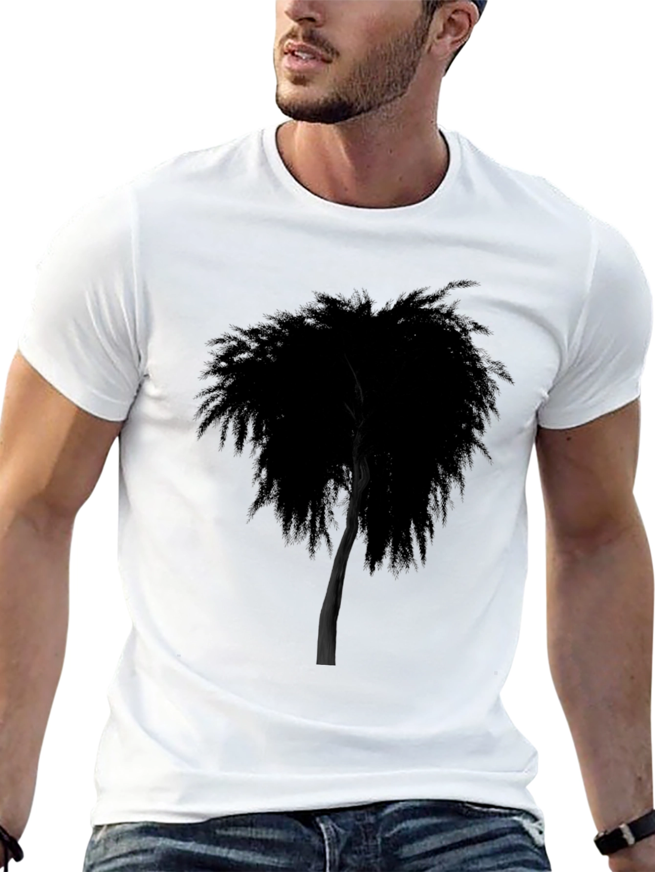 Modern Tree Graphic Black T-Shirt