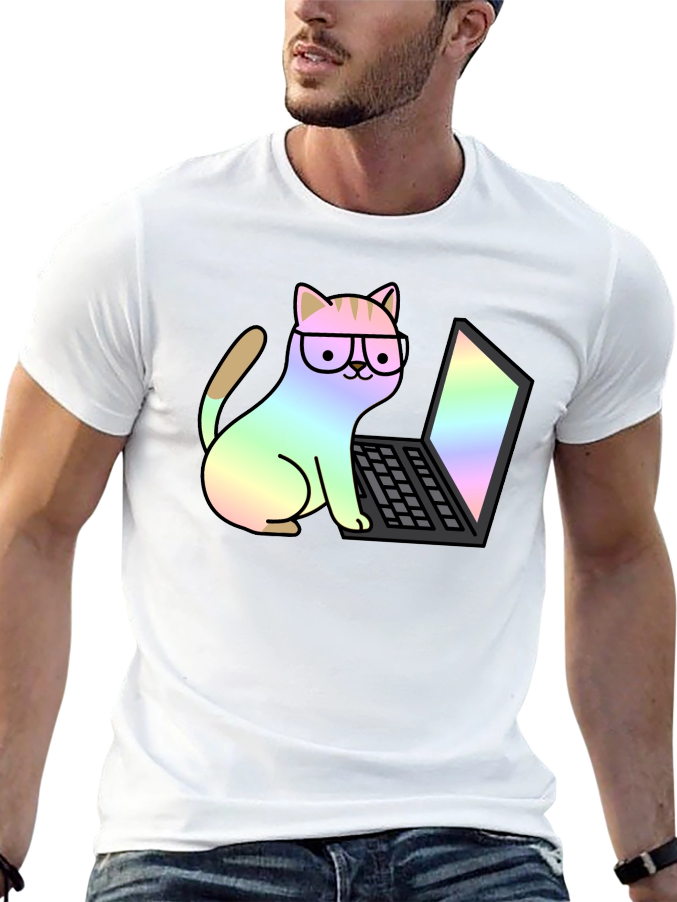 Cat Coder T-Shirt - Black Unisex