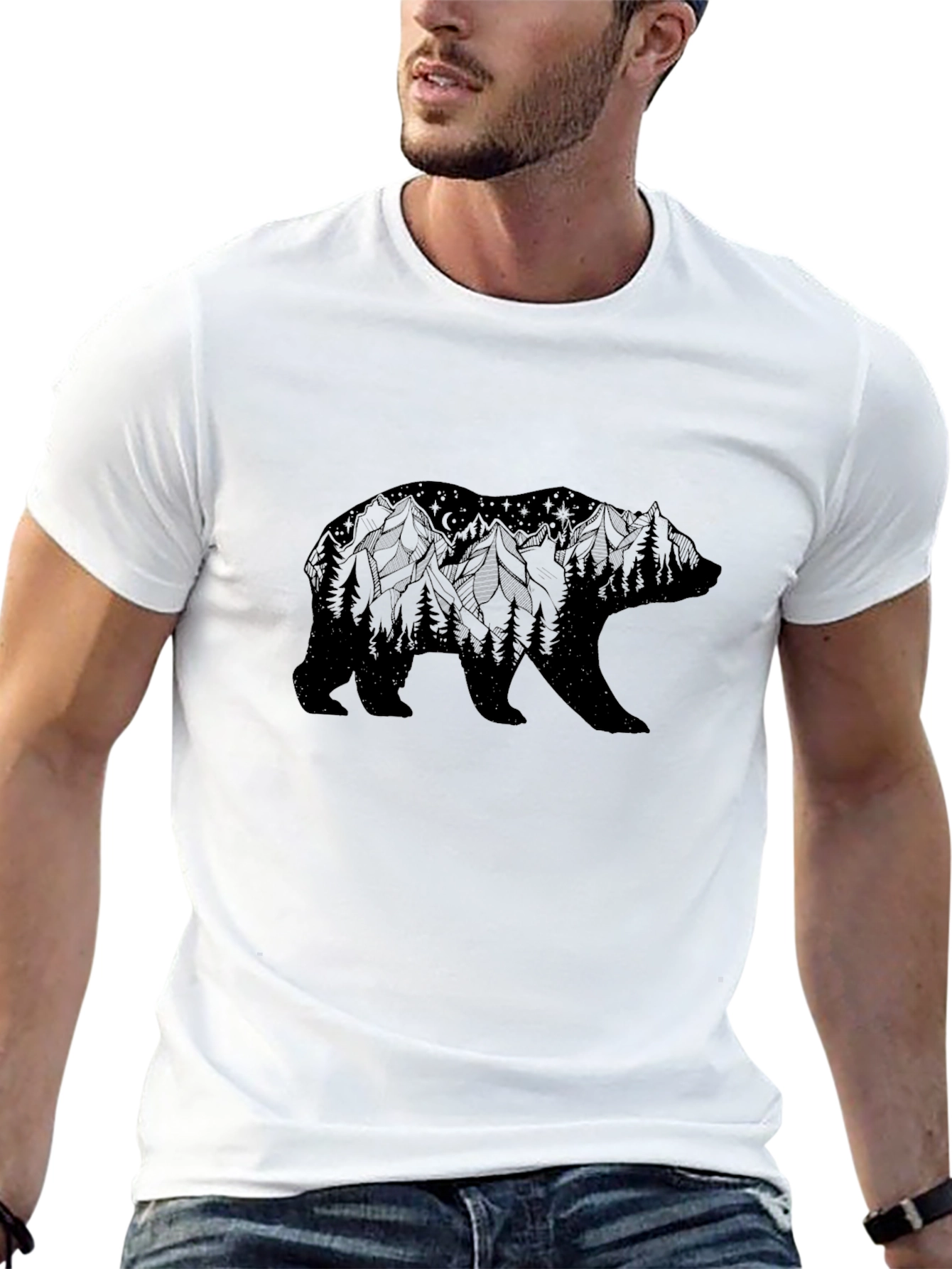 Mens Black Bear Mountain Graphic Tee