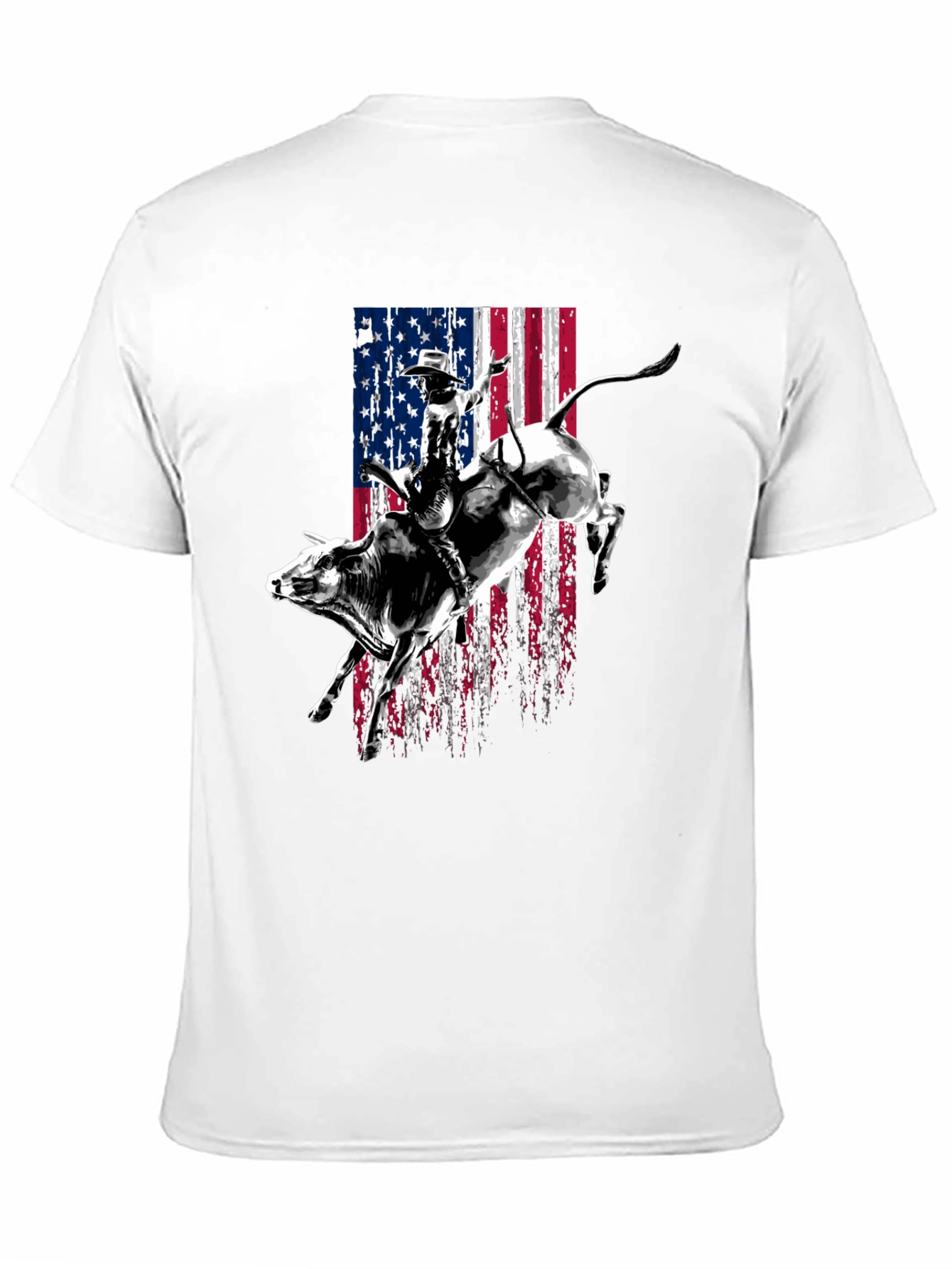 Rodeo Bull Rider USA Flag Graphic T-Shirt