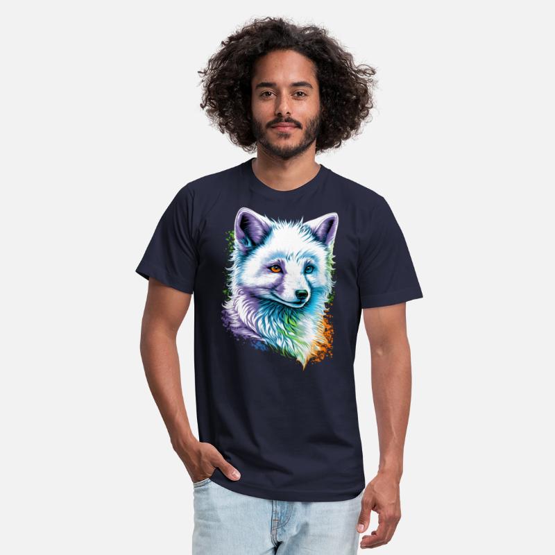 cute Arctic Fox portrait design with rainbow color