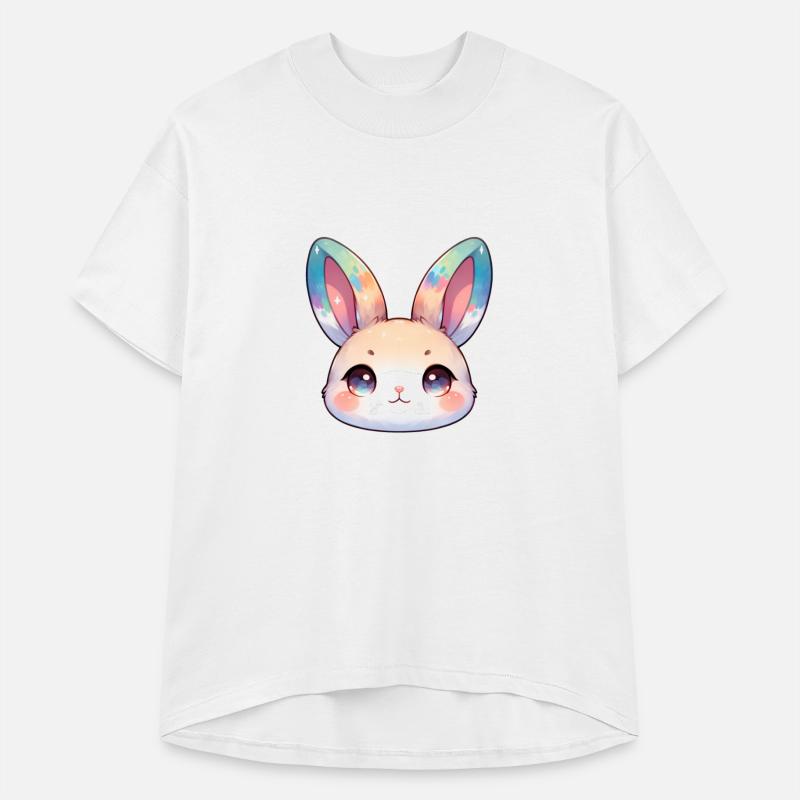 Cute Chibi Bunny Face With Watecolored Ears