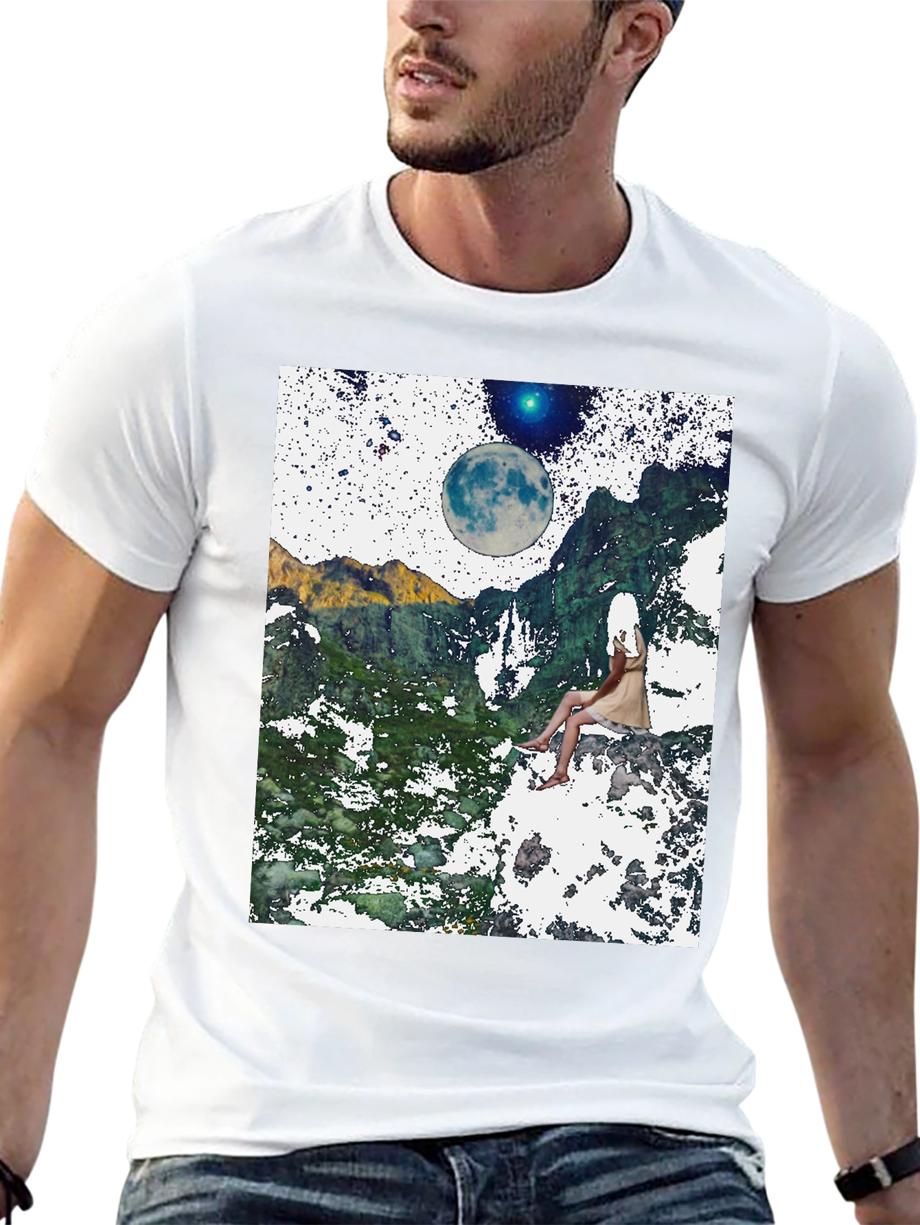 Celestial Dreamscape T-Shirt - Black Graphic Tee