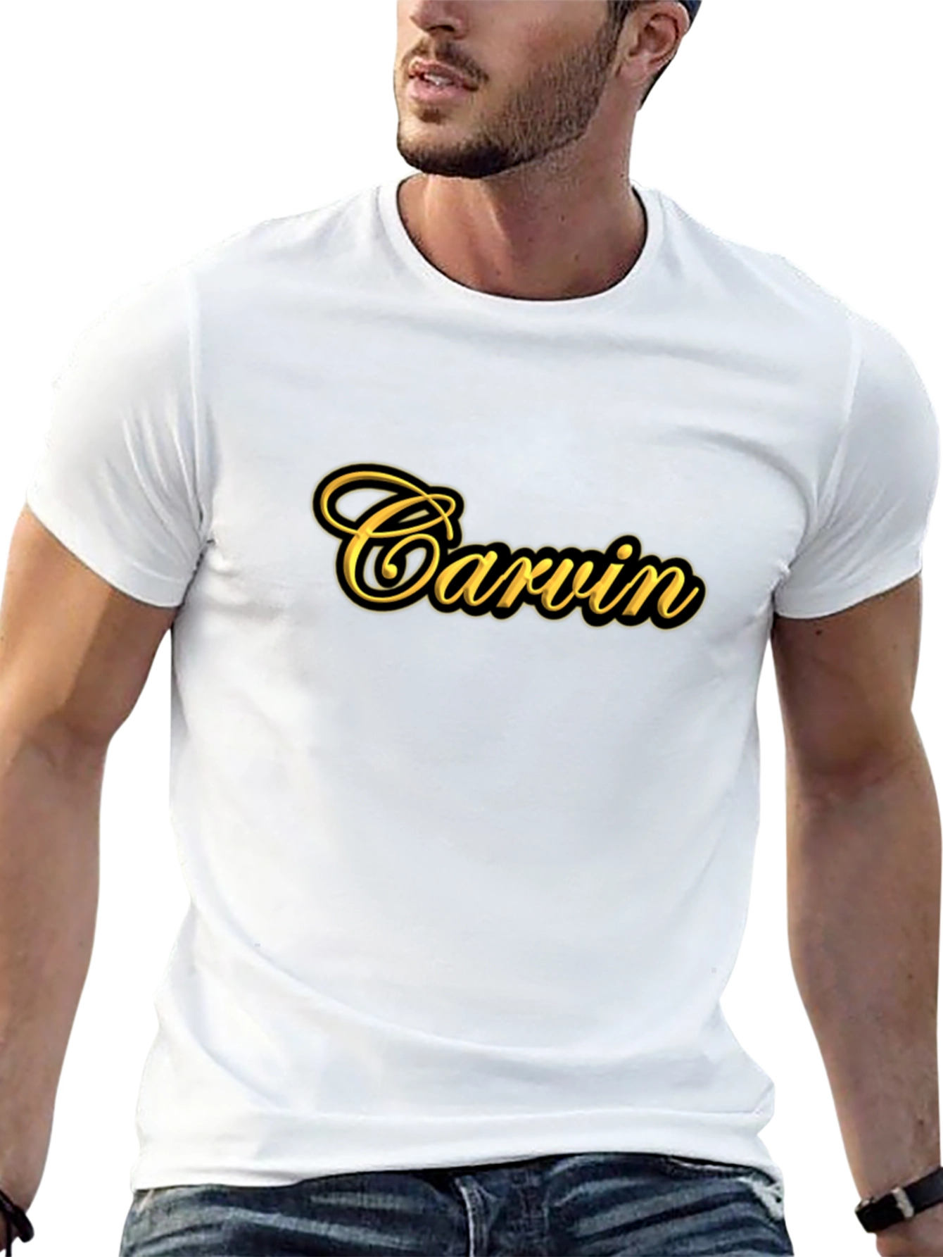 Carvin Script Black T-Shirt - Stylish Casual Wear