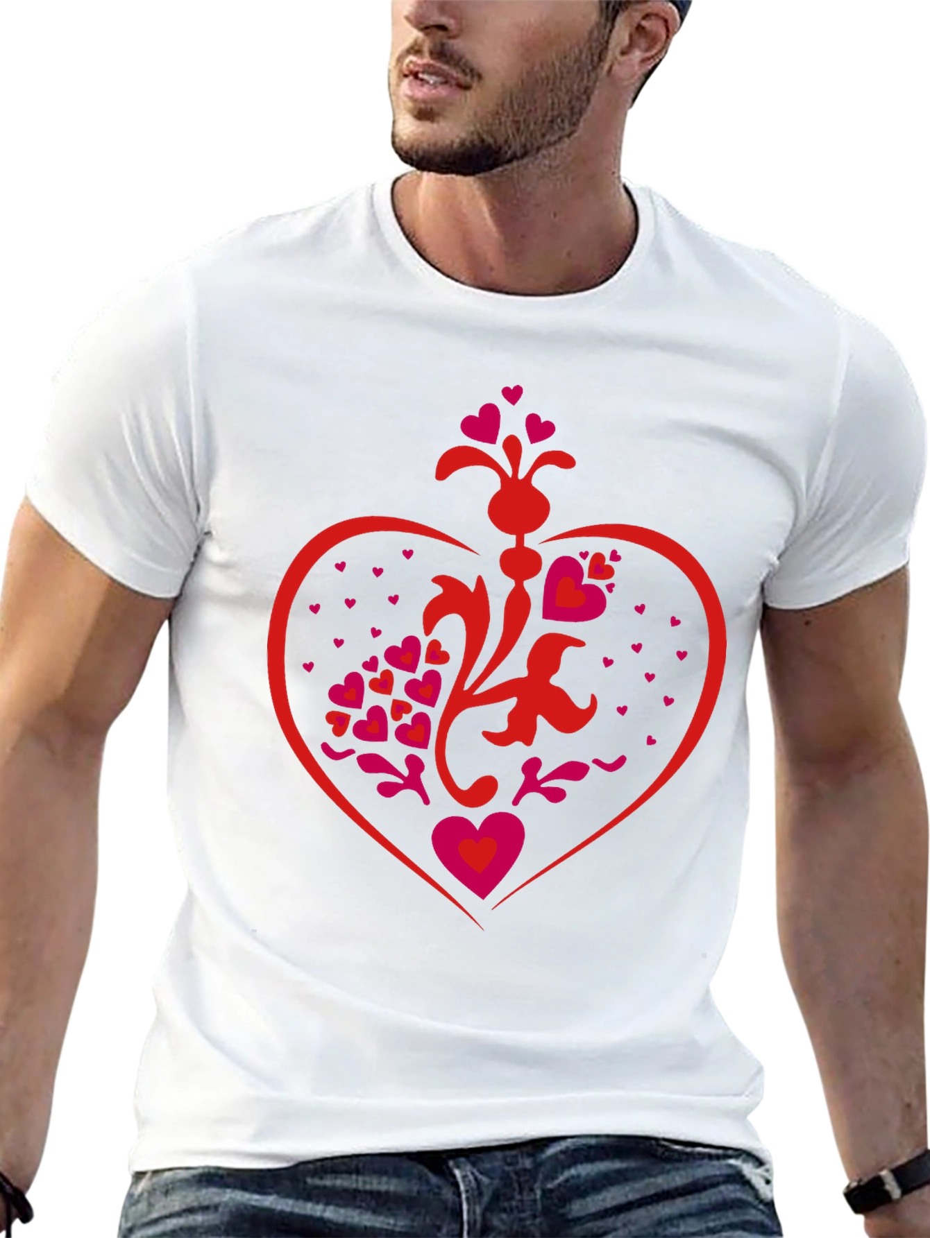 Heart Design Black T-Shirt