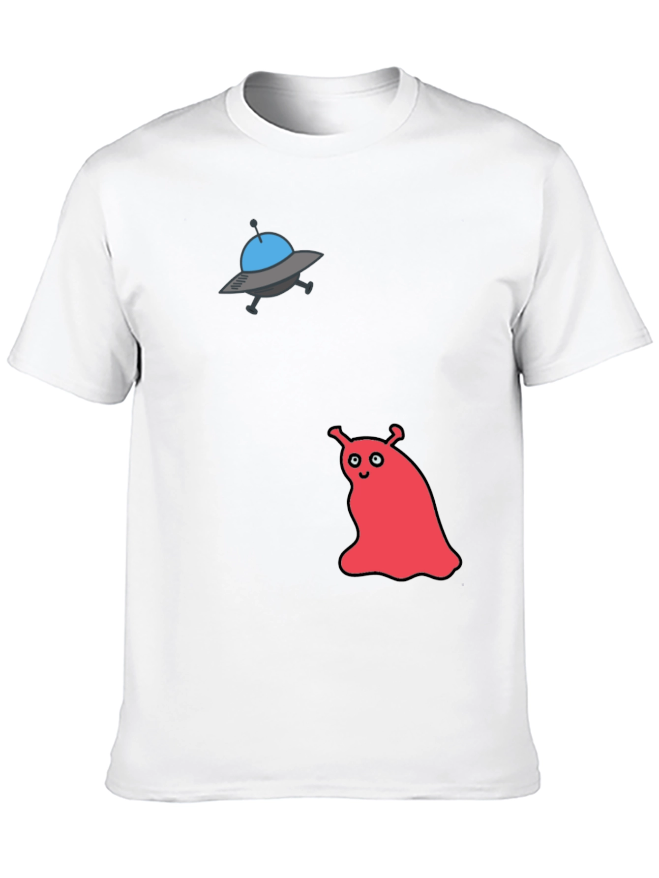 UFO & Red Alien Graphic Black T-Shirt