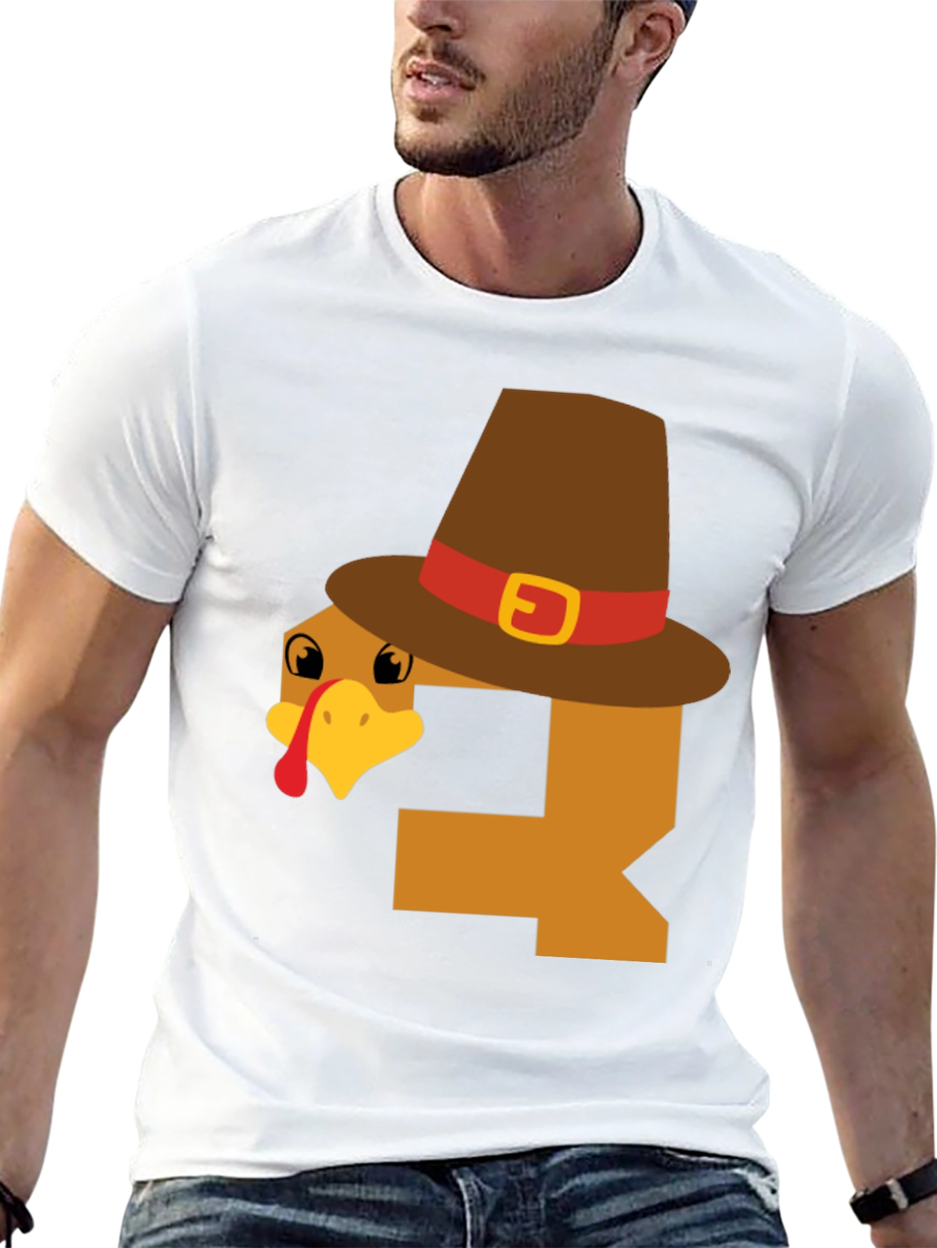Festive Thanksgiving Turkey Pilgrim Hat Graphic Tee