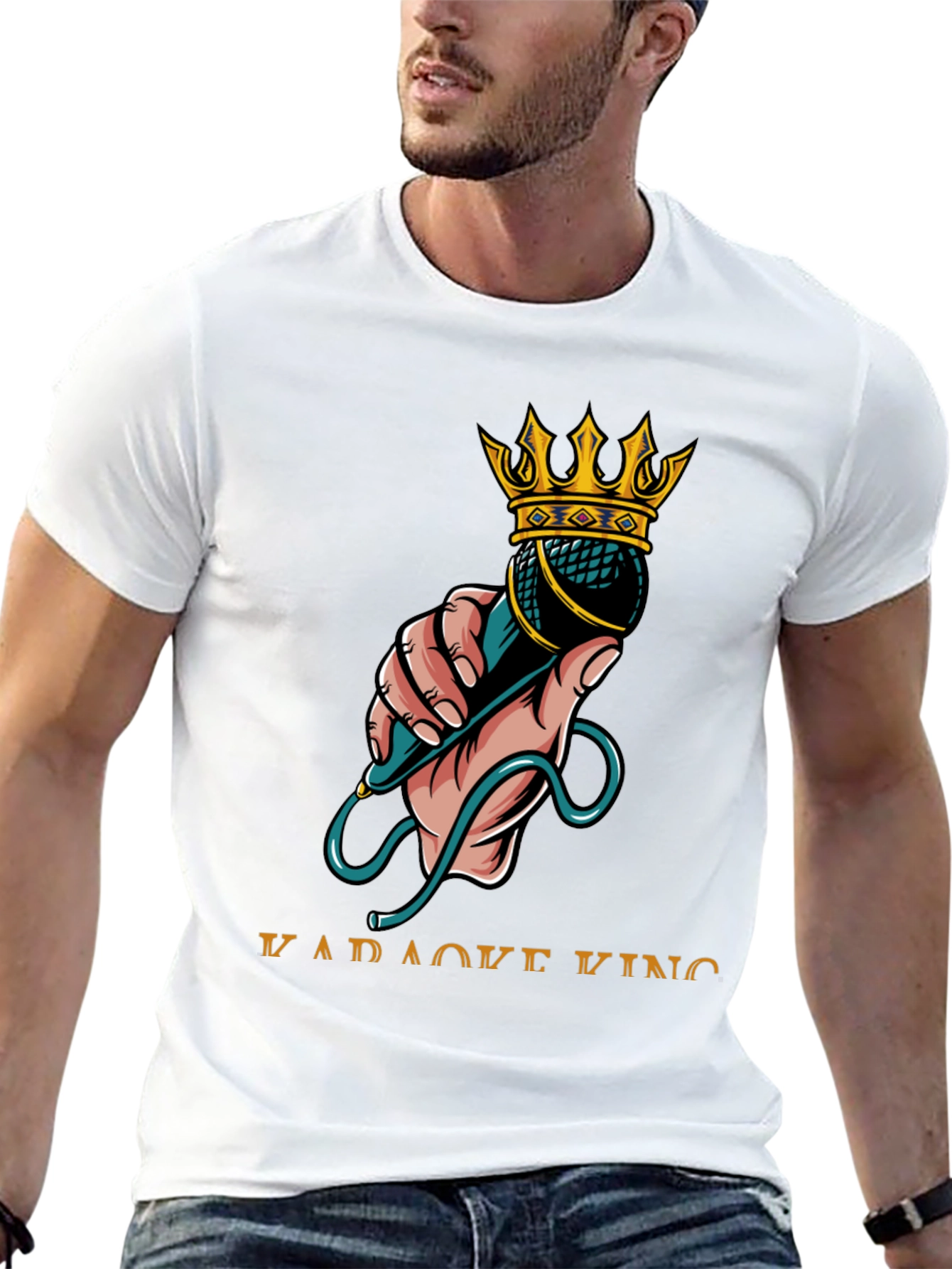 Karaoke King Graphic T-Shirt - Microphone Crown Design