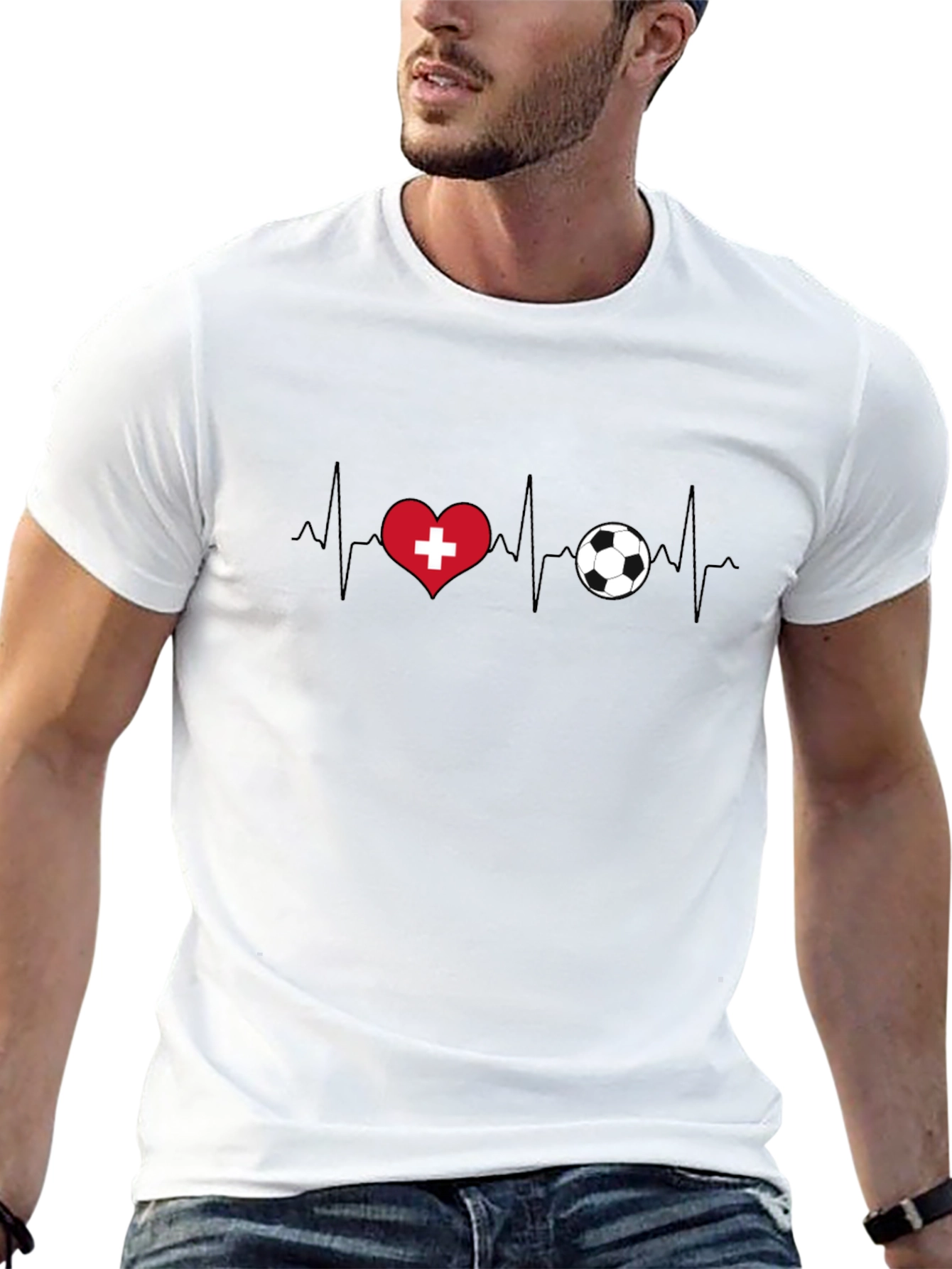 Switzerland Heartbeat Soccer T-Shirt