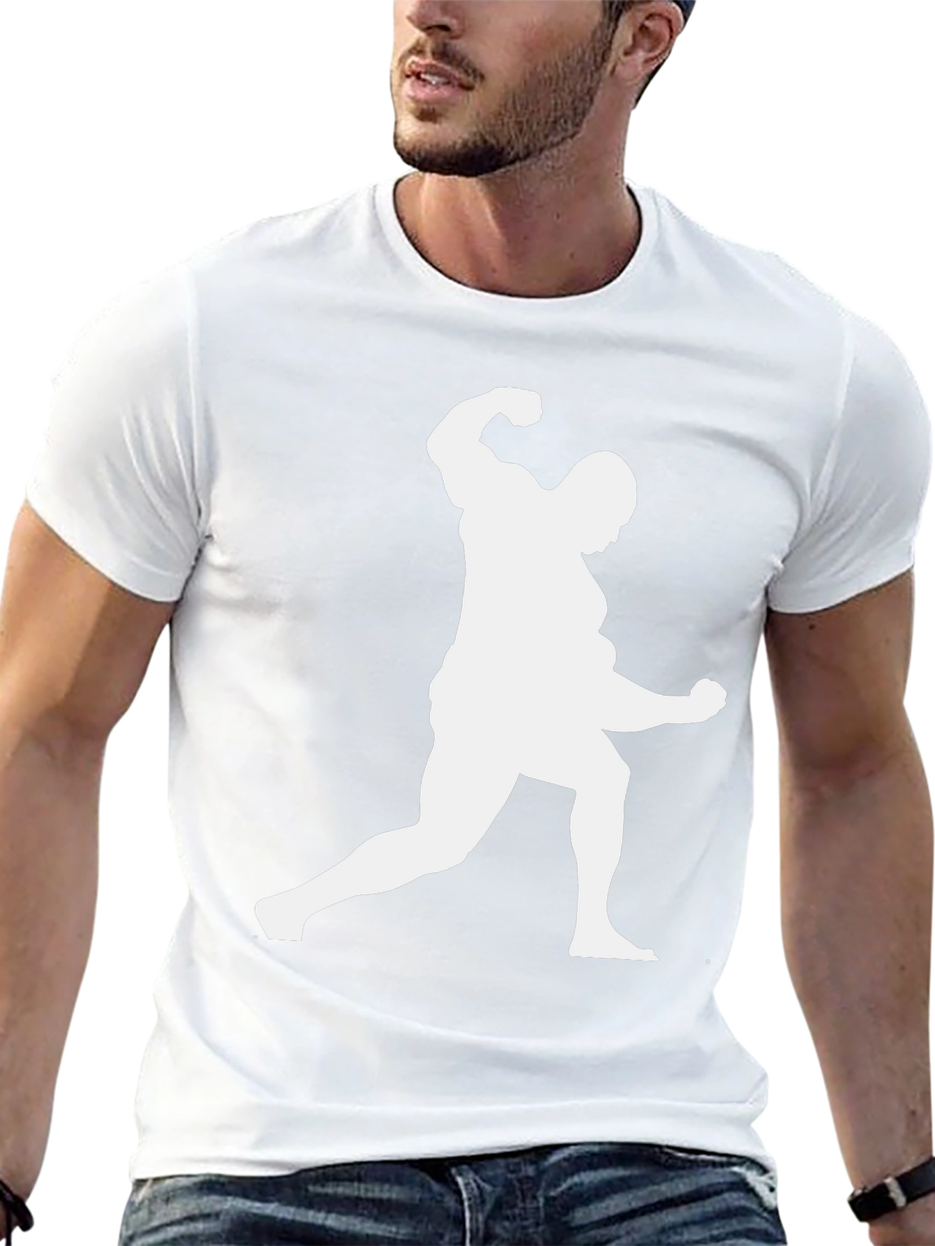 Black T-Shirt with Bodybuilder Silhouette