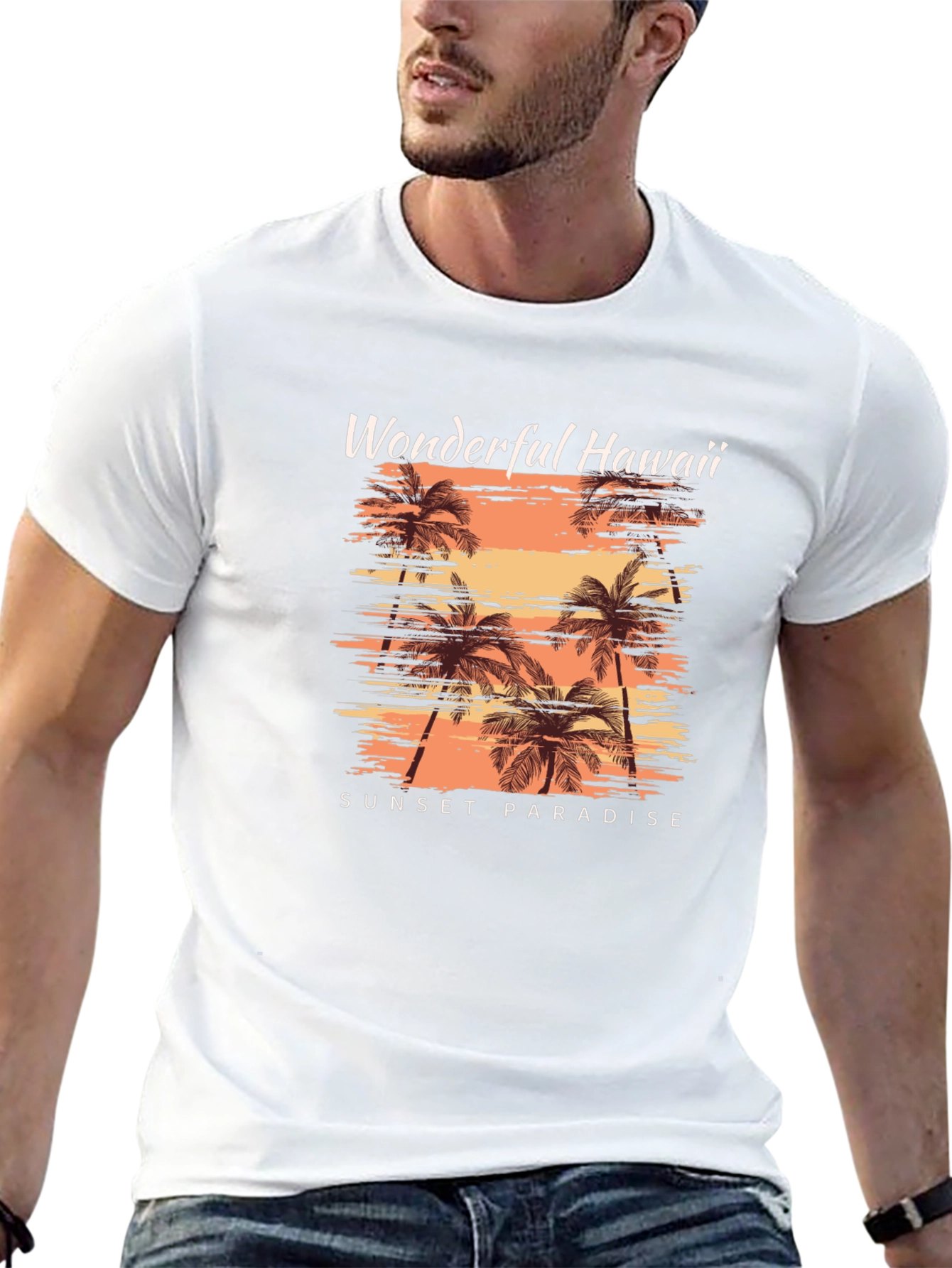 Wonderful Hawaii Sunset Paradise Black T-Shirt