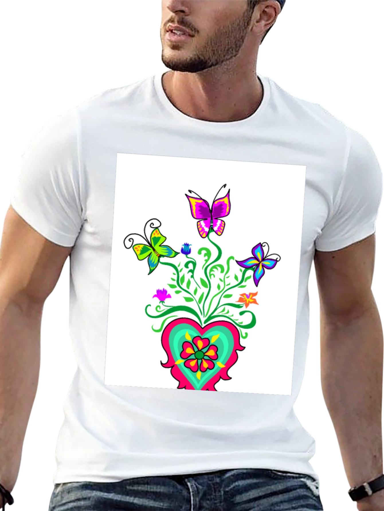 Butterfly Heart Graphic Tee - Stylish Casual Wear