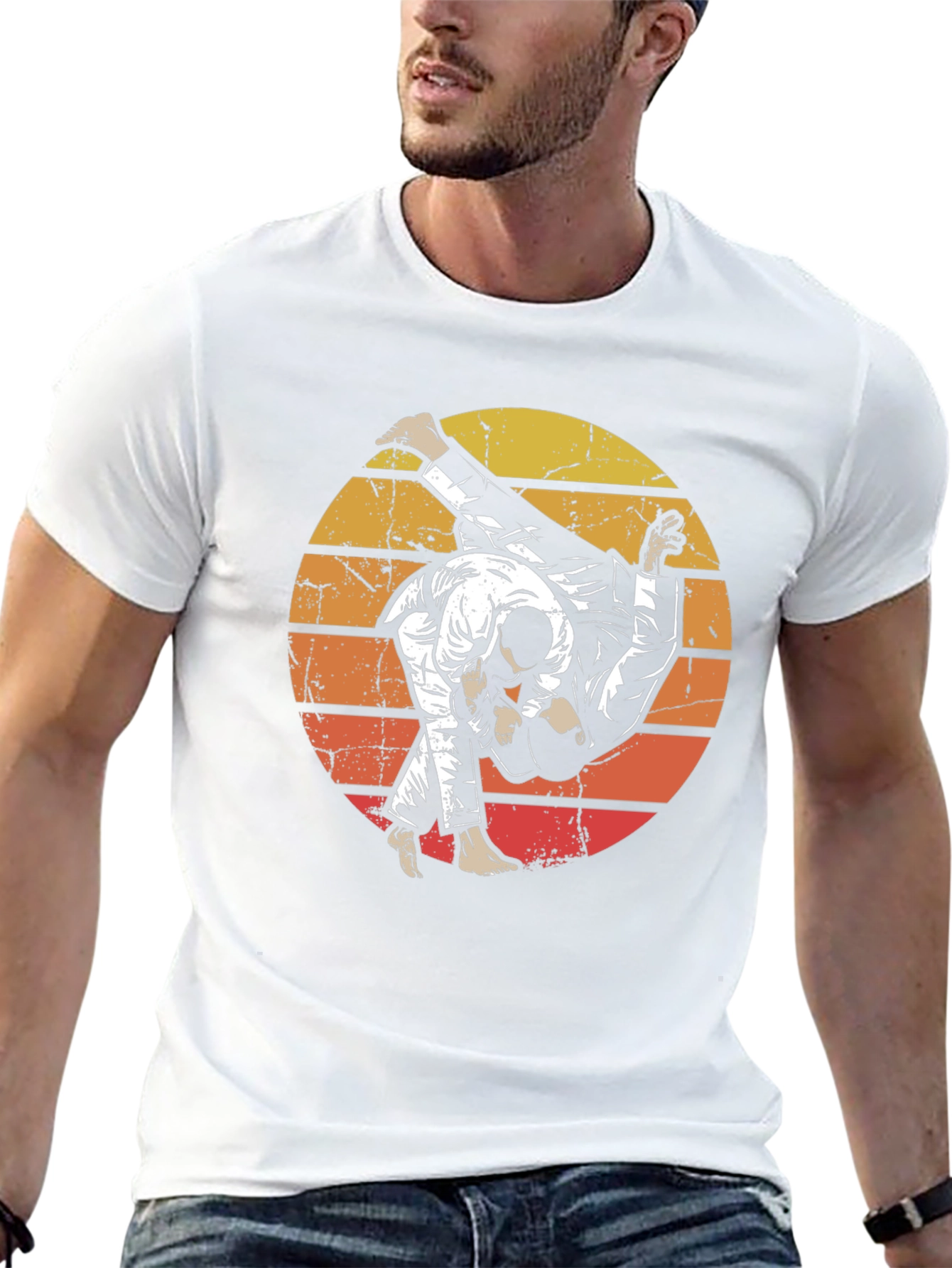 Judo Sunset Graphic Black T-Shirt
