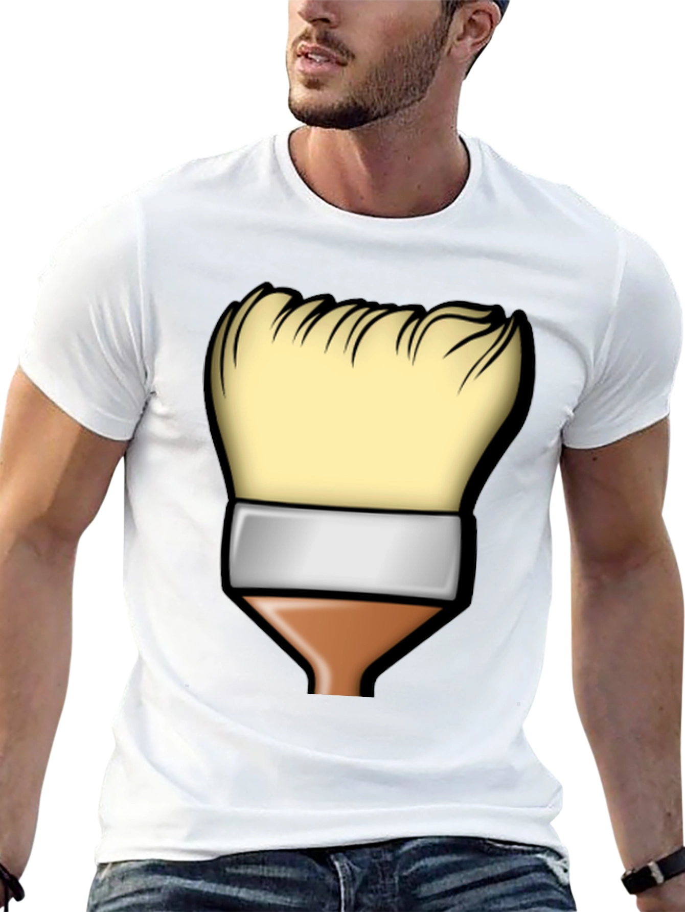 Paint Brush Graphic Tee - Artistic Black T-Shirt