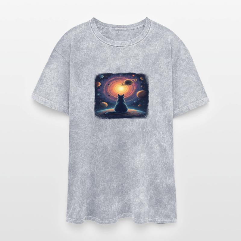 Galaxy Cat T-Shirt - Cute Kitten Staring at Saturn