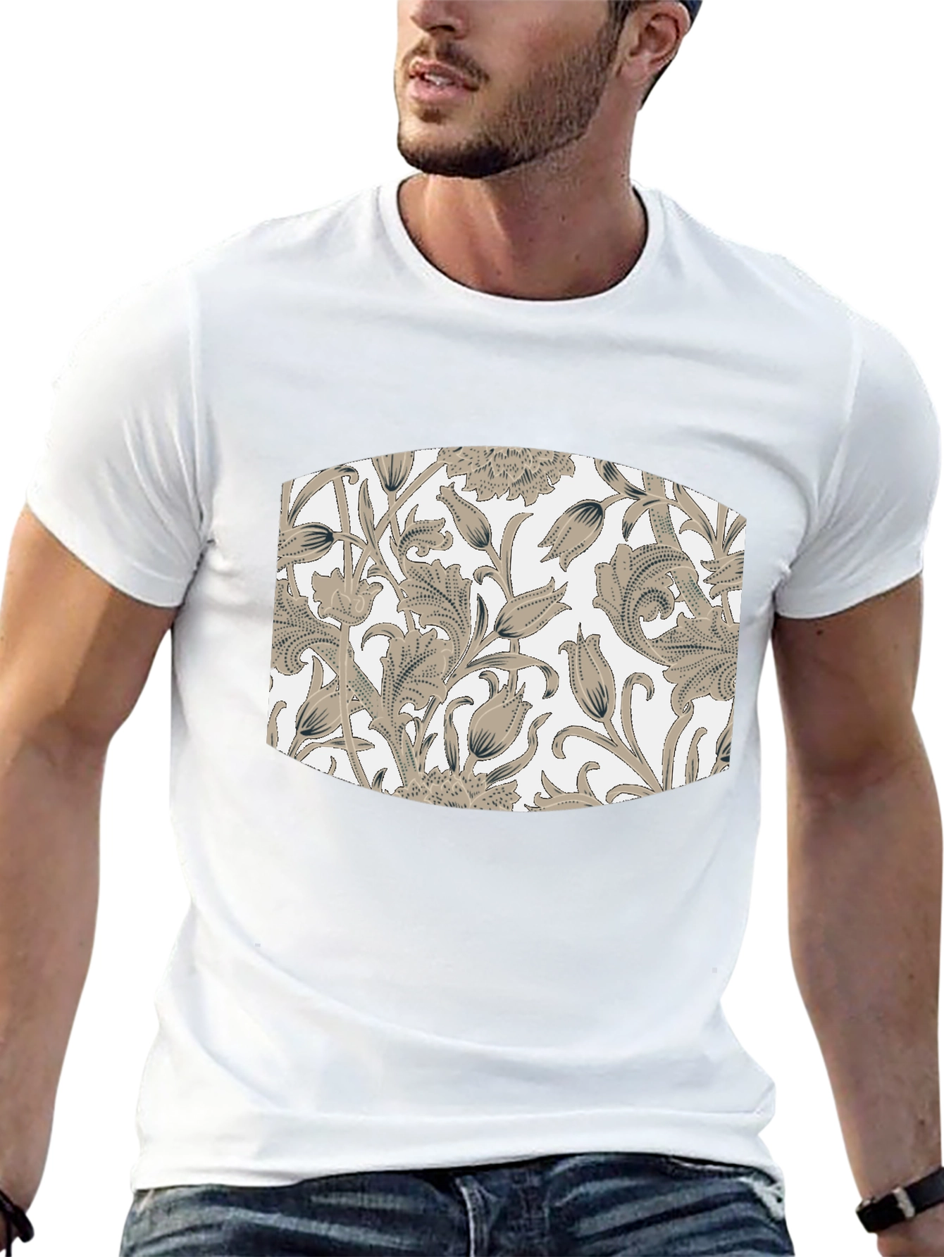 Floral Pattern T-Shirt - Black