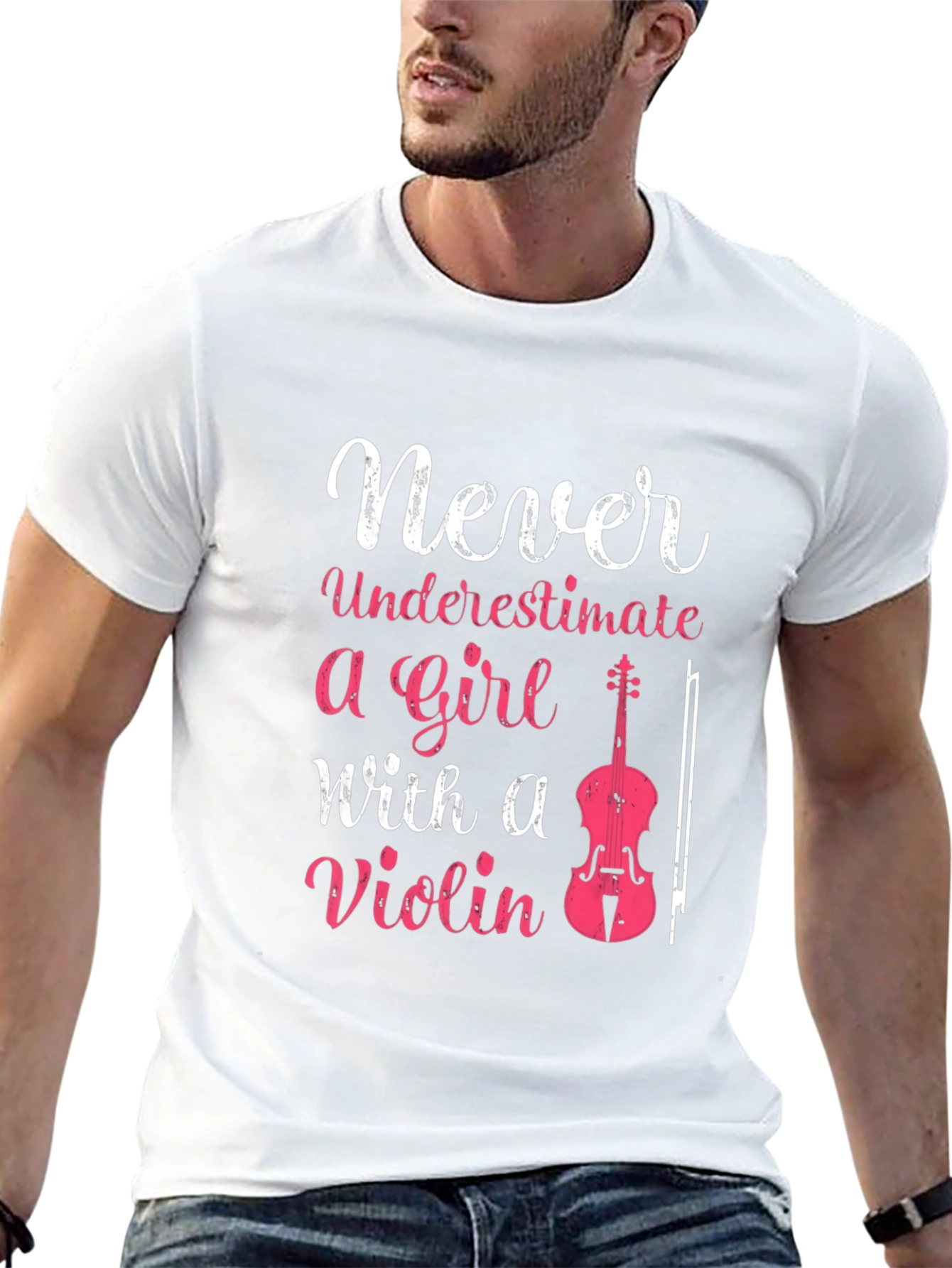 Never Underestimate a Girl with a Violin T-Shirt