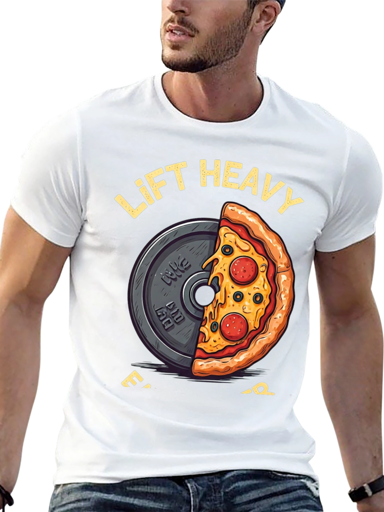 Lift Heavy Eat Pizza Graphic T-Shirt