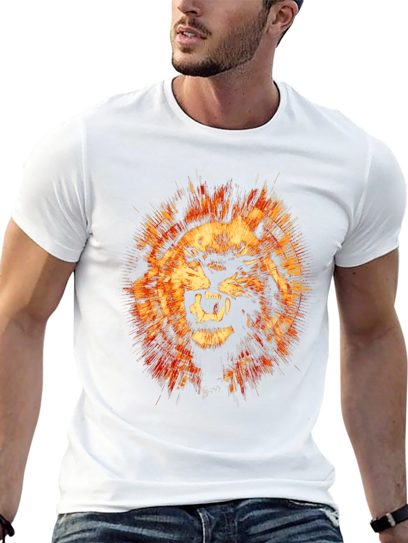 Fierce Lion Graphic Print Black T-Shirt