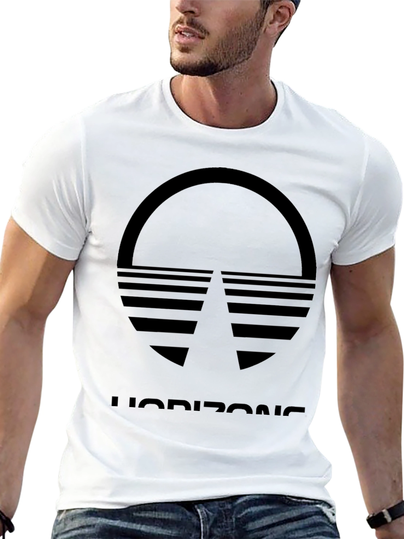 Black Horizon Graphic Tee - Retro Style