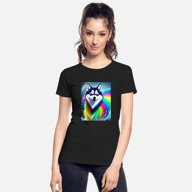 Husky dog with rainbow splashes of colors