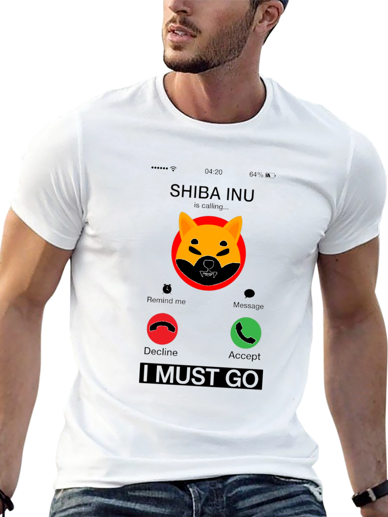 Shiba Inu Calling Black T-Shirt