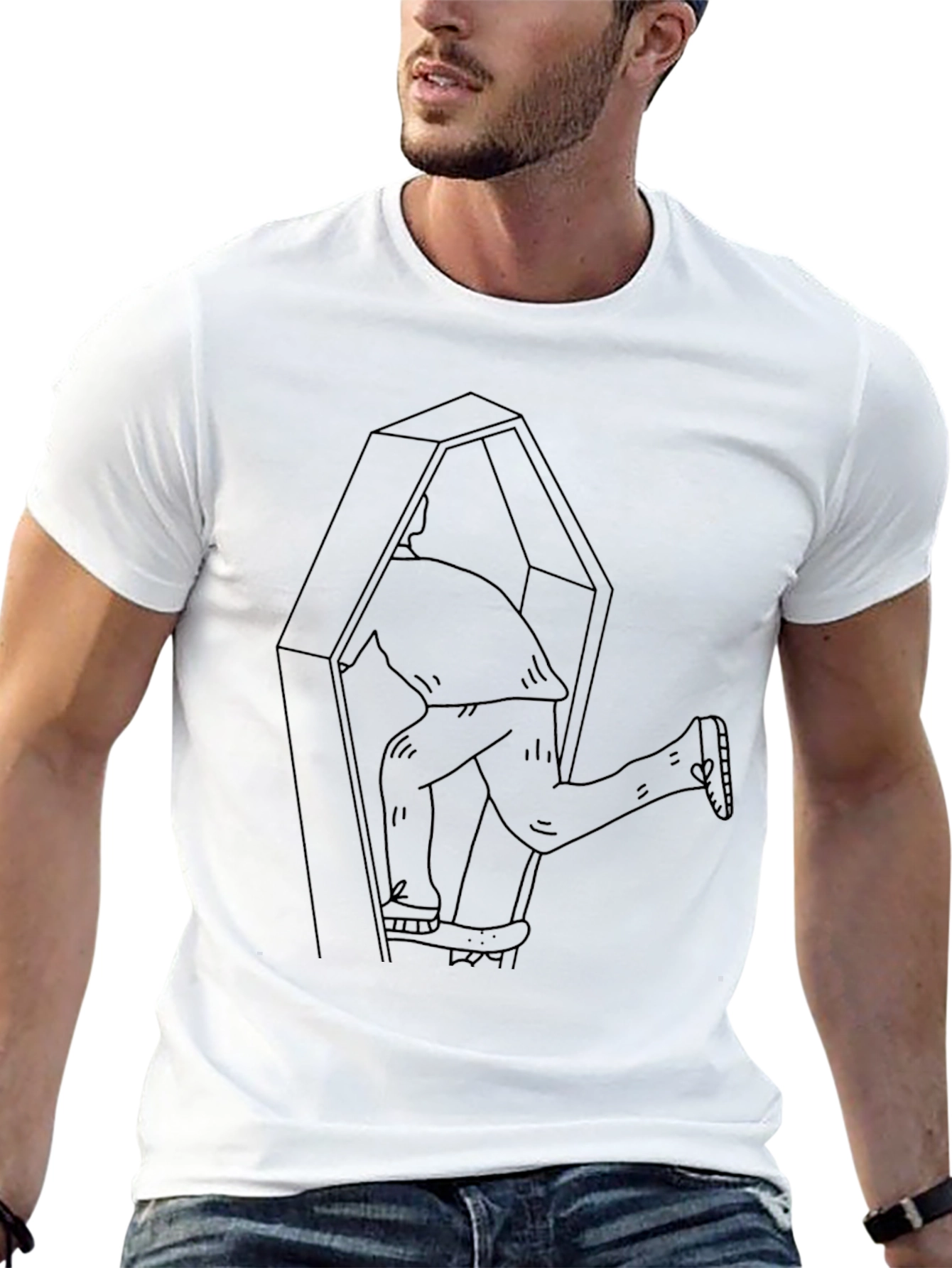 Funny Coffin Escape Mens Black T-Shirt