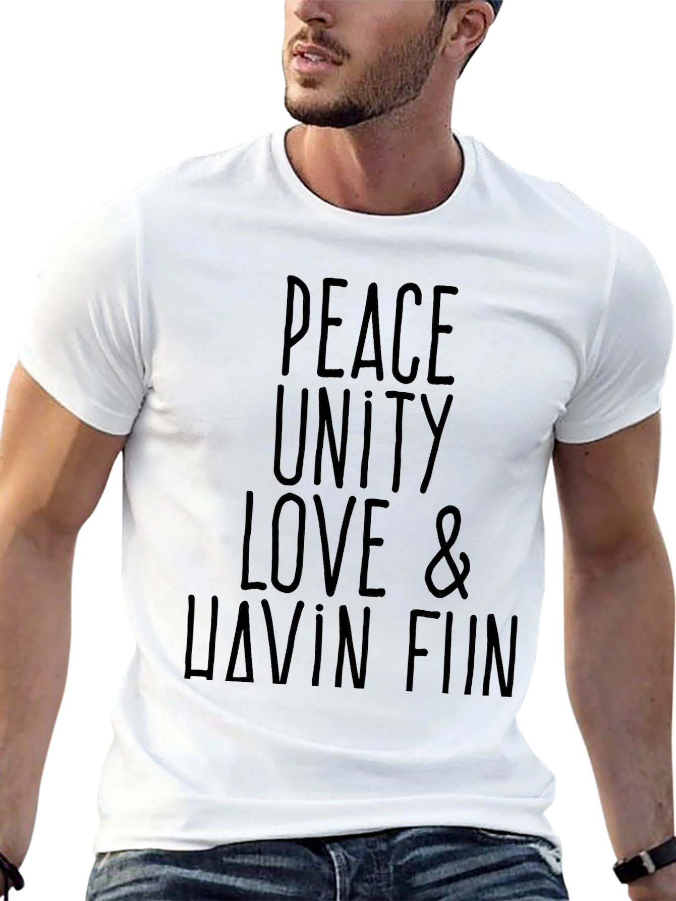Peace Unity Love & Havin Fun Black T-Shirt