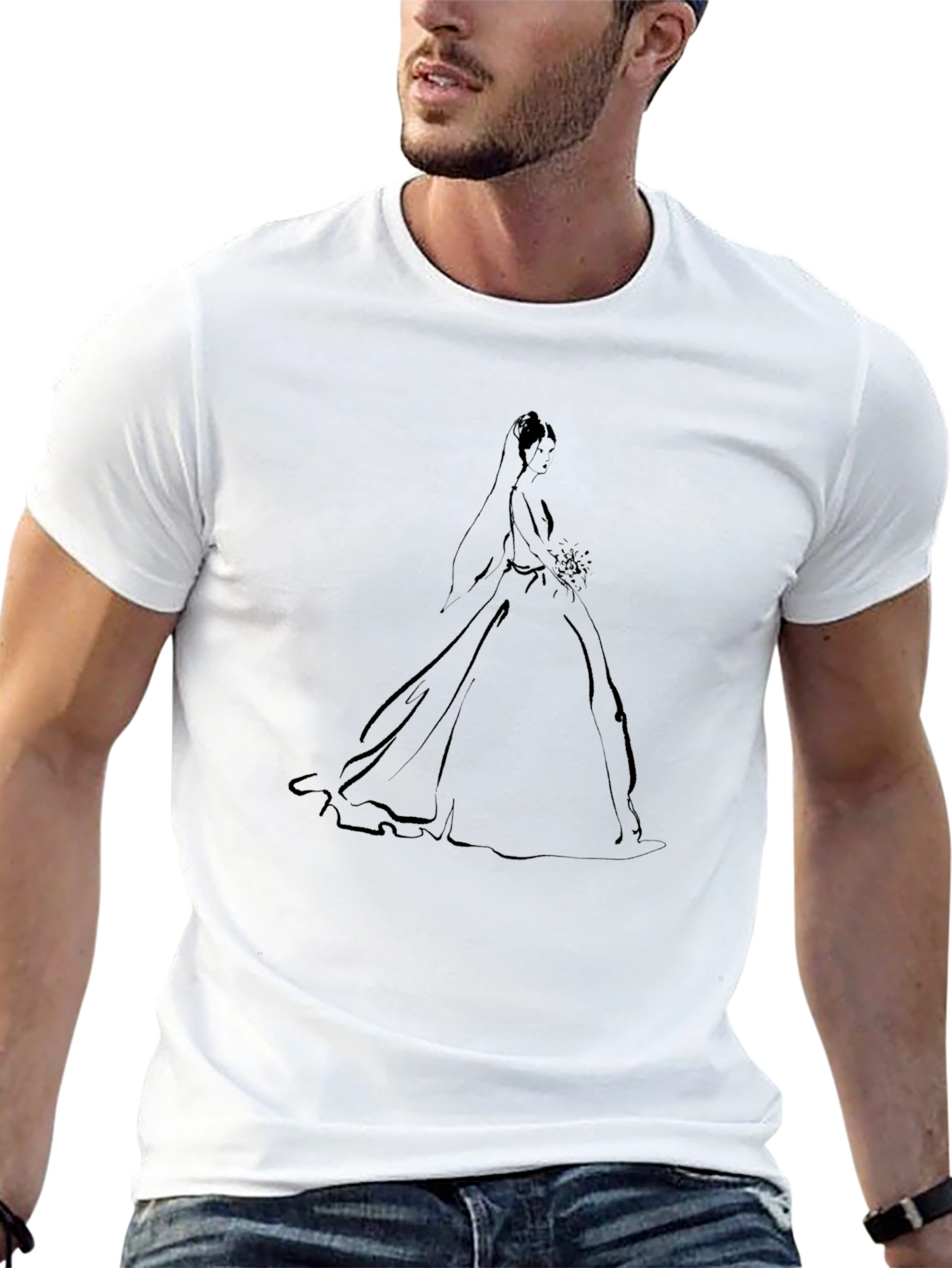 Elegant Bride Graphic Tee - Black Cotton Blend