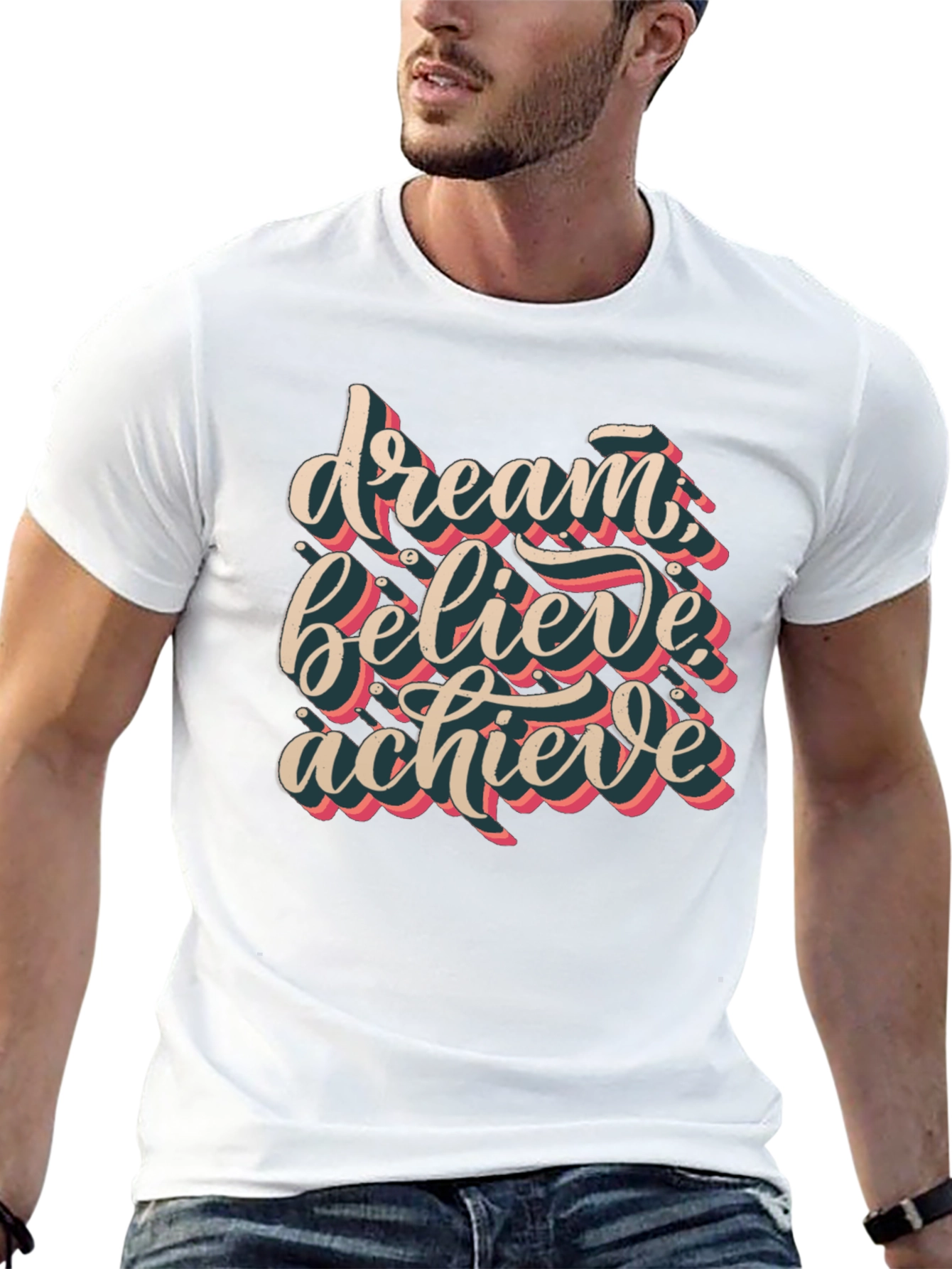 Dream Believe Achieve Graphic Tee - Black