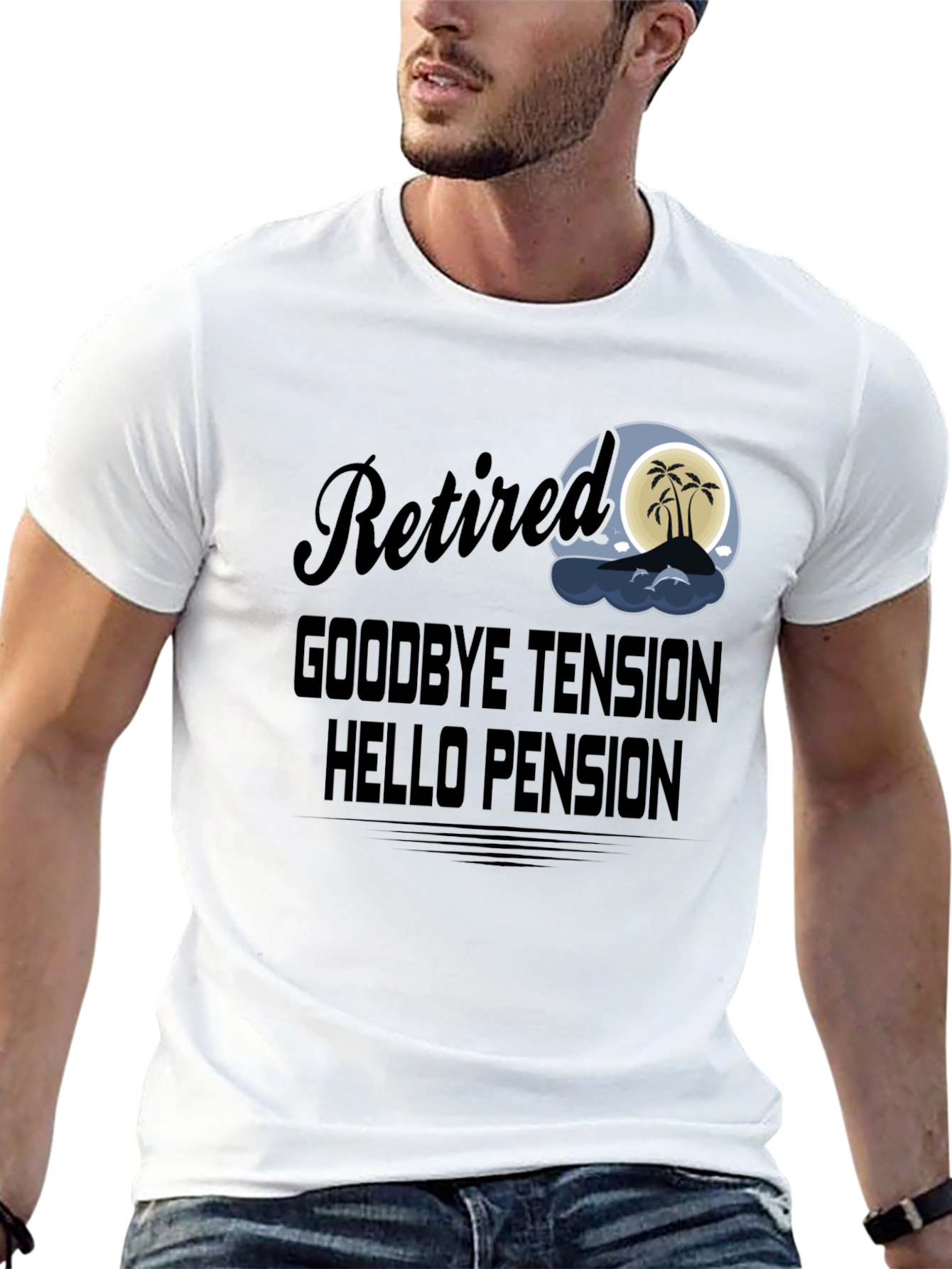 Retired Goodbye Tension Hello Pension Black T-Shirt