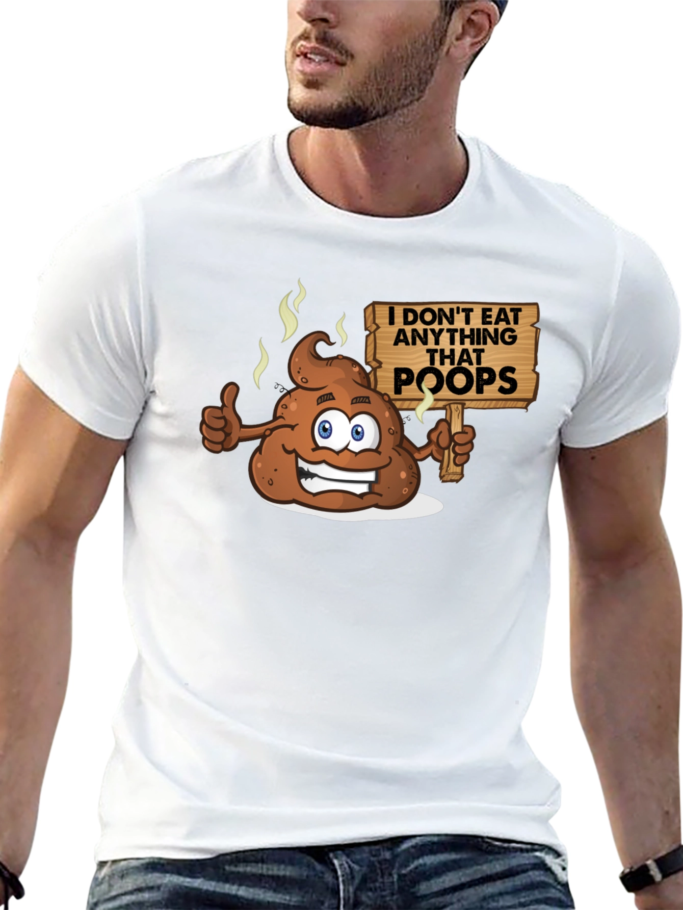 Funny Poop Cartoon Graphic Black T-Shirt