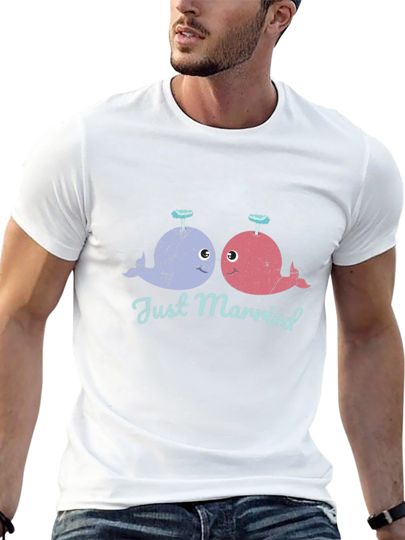 Just Married Whale T-Shirt - Cute Couple Tee