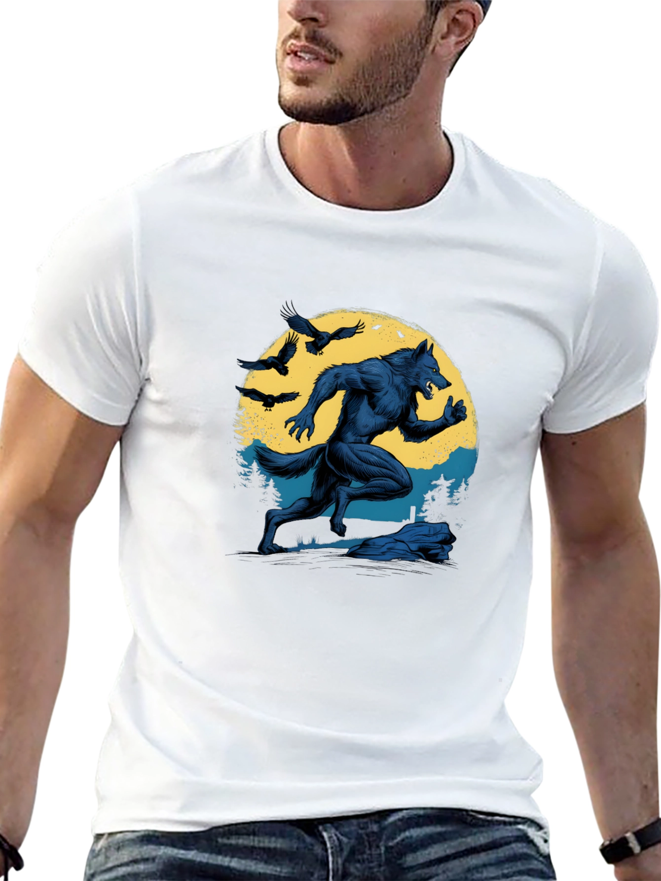 Werewolf Moon Graphic T-Shirt - Black