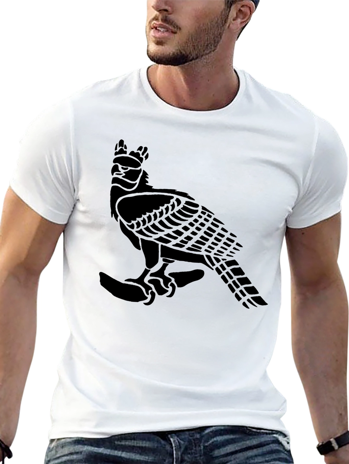 Black T-Shirt with Eagle Graphic Print