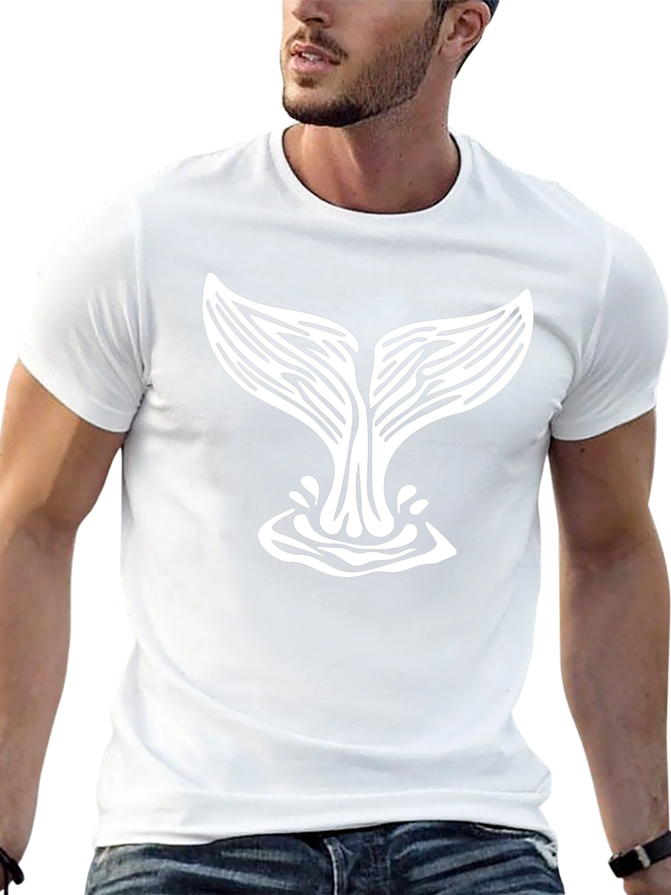 Whale Tail Graphic Tee - Black Cotton T-Shirt