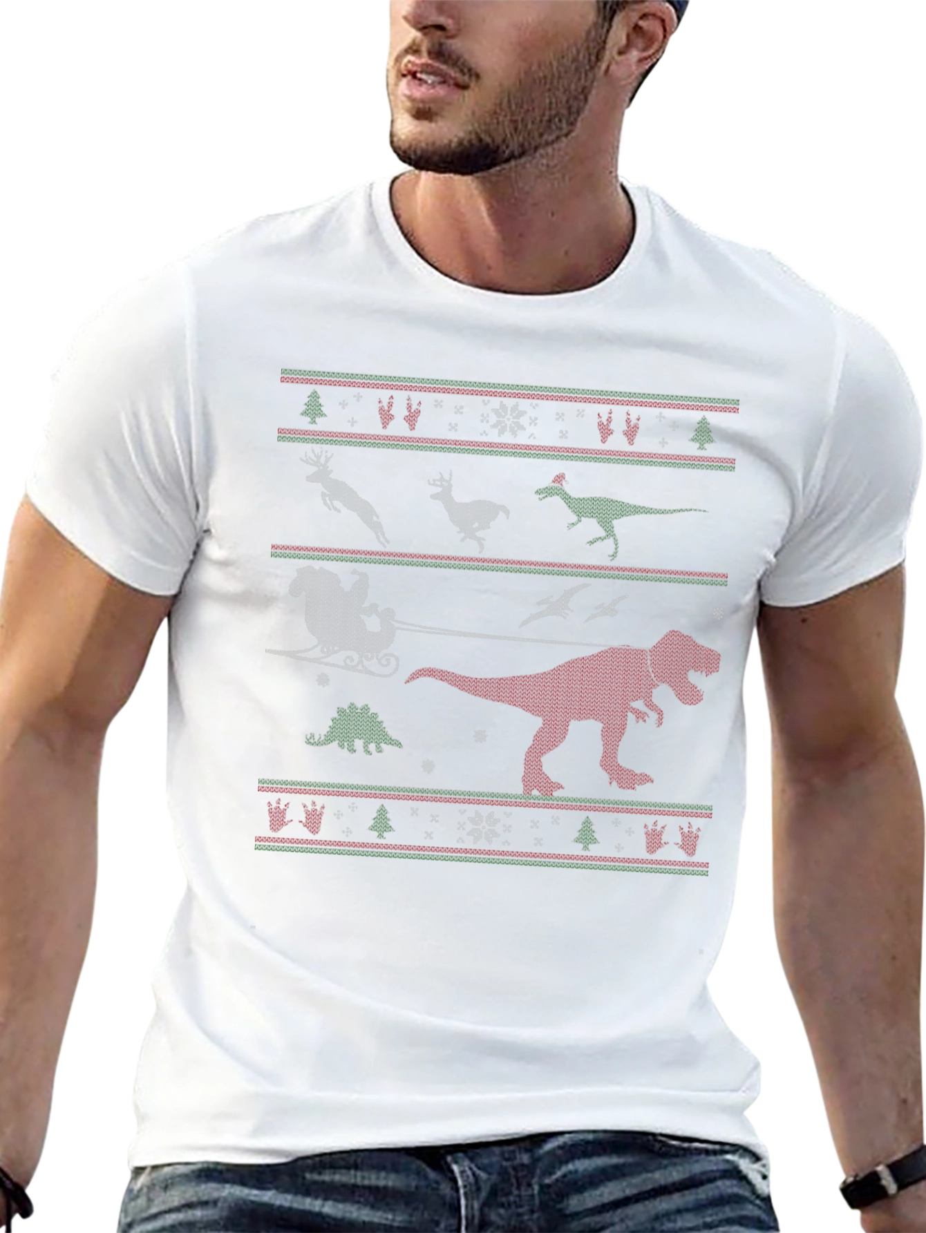 Festive Dinosaur Christmas T-Shirt