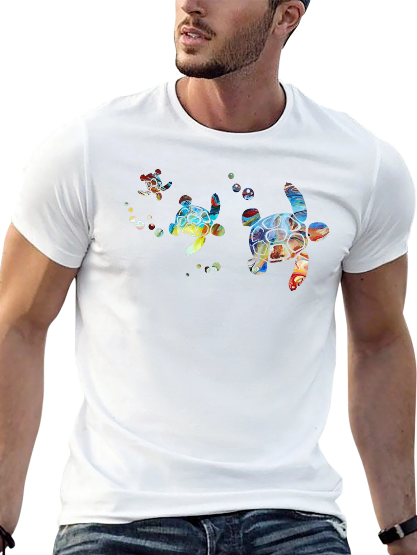 Turtle Graphic Print Crew Neck T-Shirt