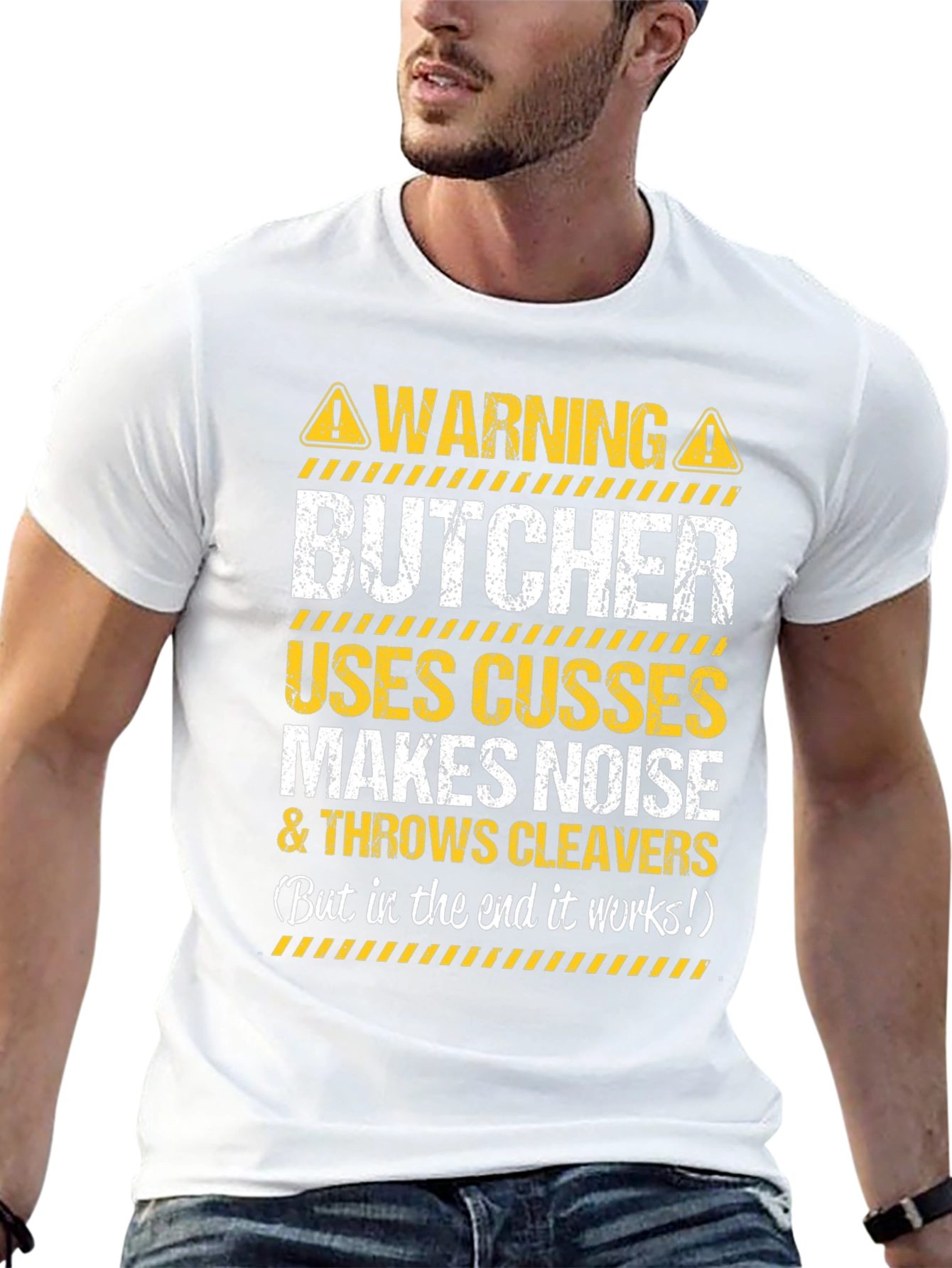 Warning Butcher Graphic T-Shirt - Funny Meat Cutter Tee