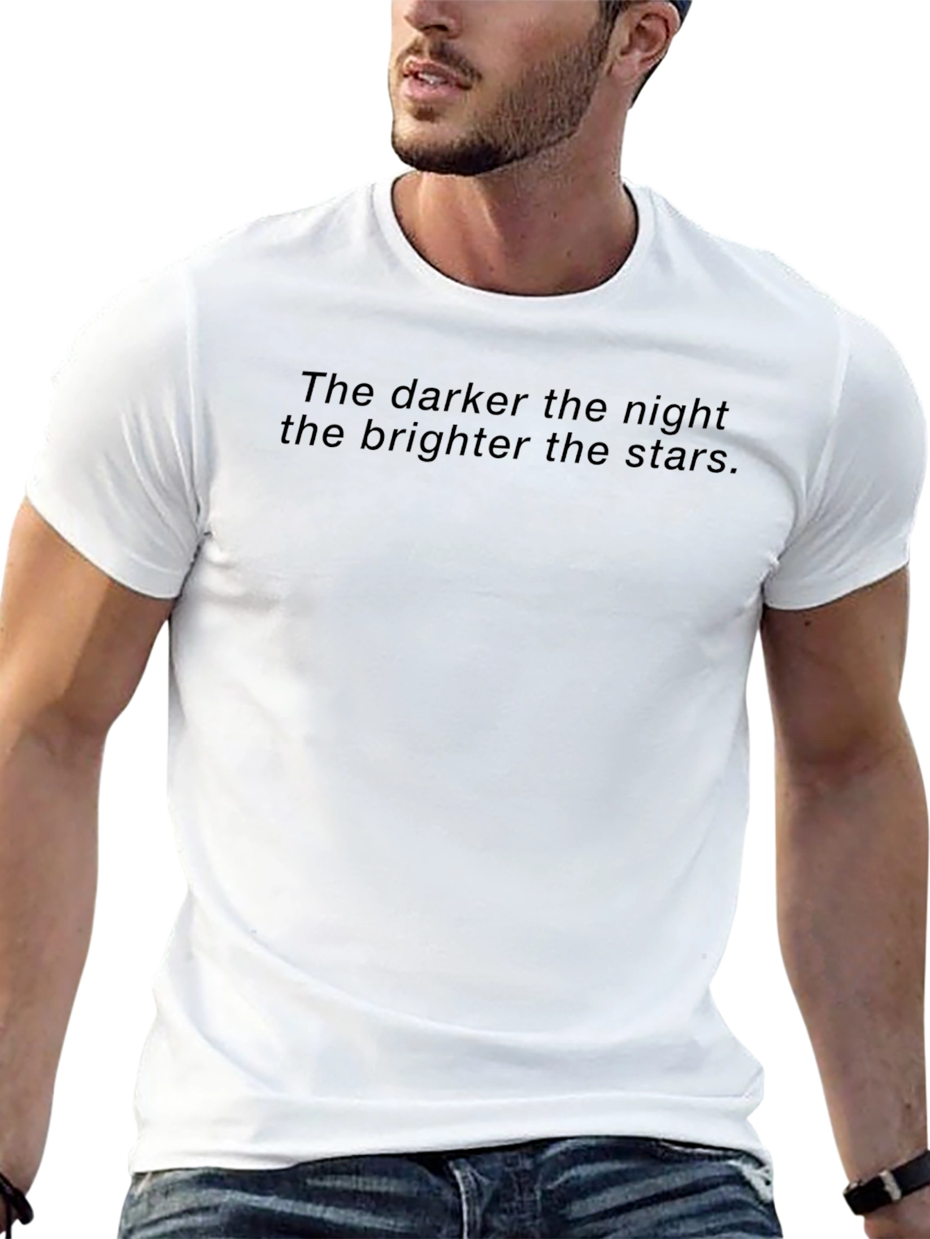 Inspirational Night Stars Graphic Black T-Shirt